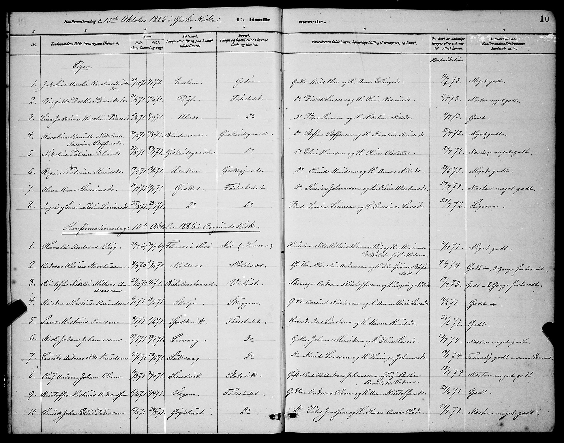 Ministerialprotokoller, klokkerbøker og fødselsregistre - Møre og Romsdal, SAT/A-1454/528/L0430: Klokkerbok nr. 528C11, 1884-1899, s. 10