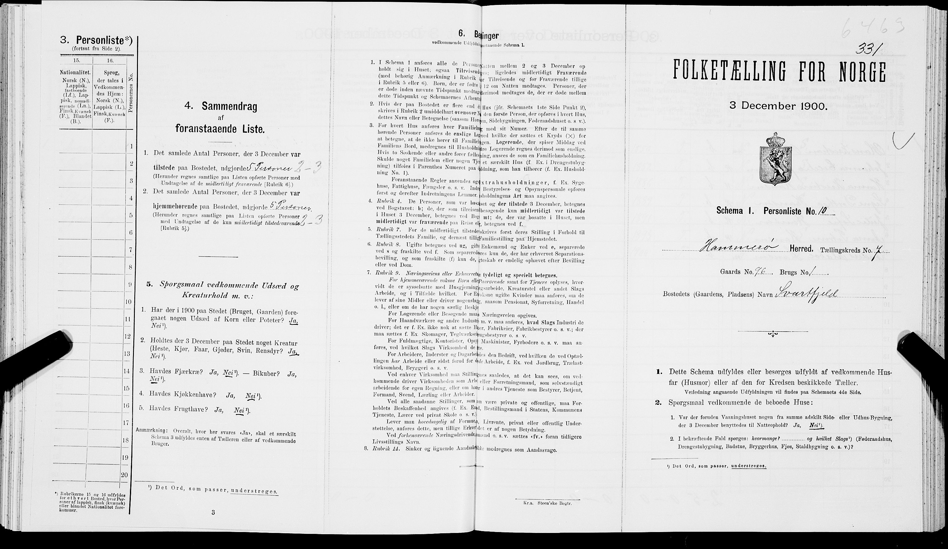 SAT, Folketelling 1900 for 1849 Hamarøy herred, 1900, s. 821