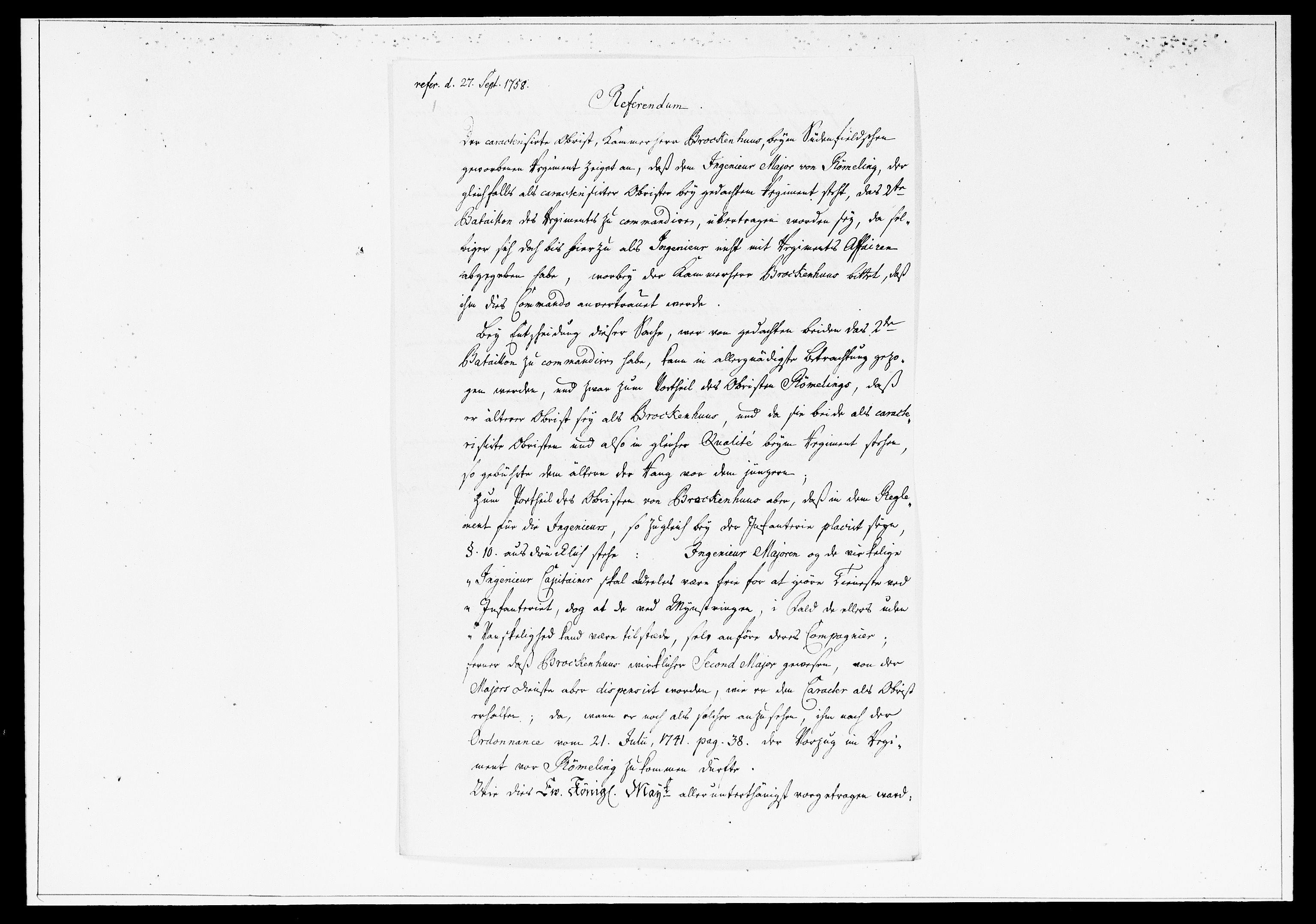Krigskollegiet, Krigskancelliet, DRA/A-0006/-/1297-1314: Refererede sager, 1758, s. 542