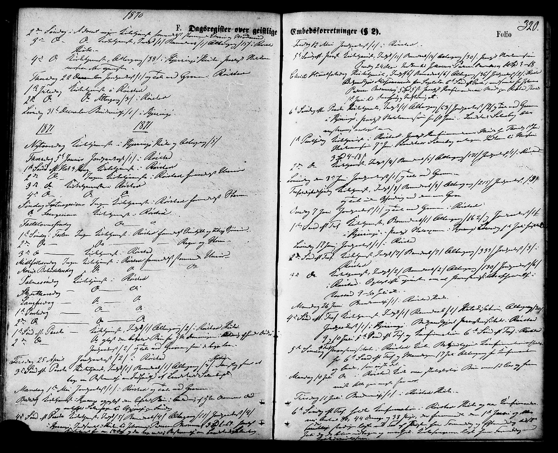 Ministerialprotokoller, klokkerbøker og fødselsregistre - Nordland, AV/SAT-A-1459/853/L0771: Ministerialbok nr. 853A10, 1870-1881, s. 320