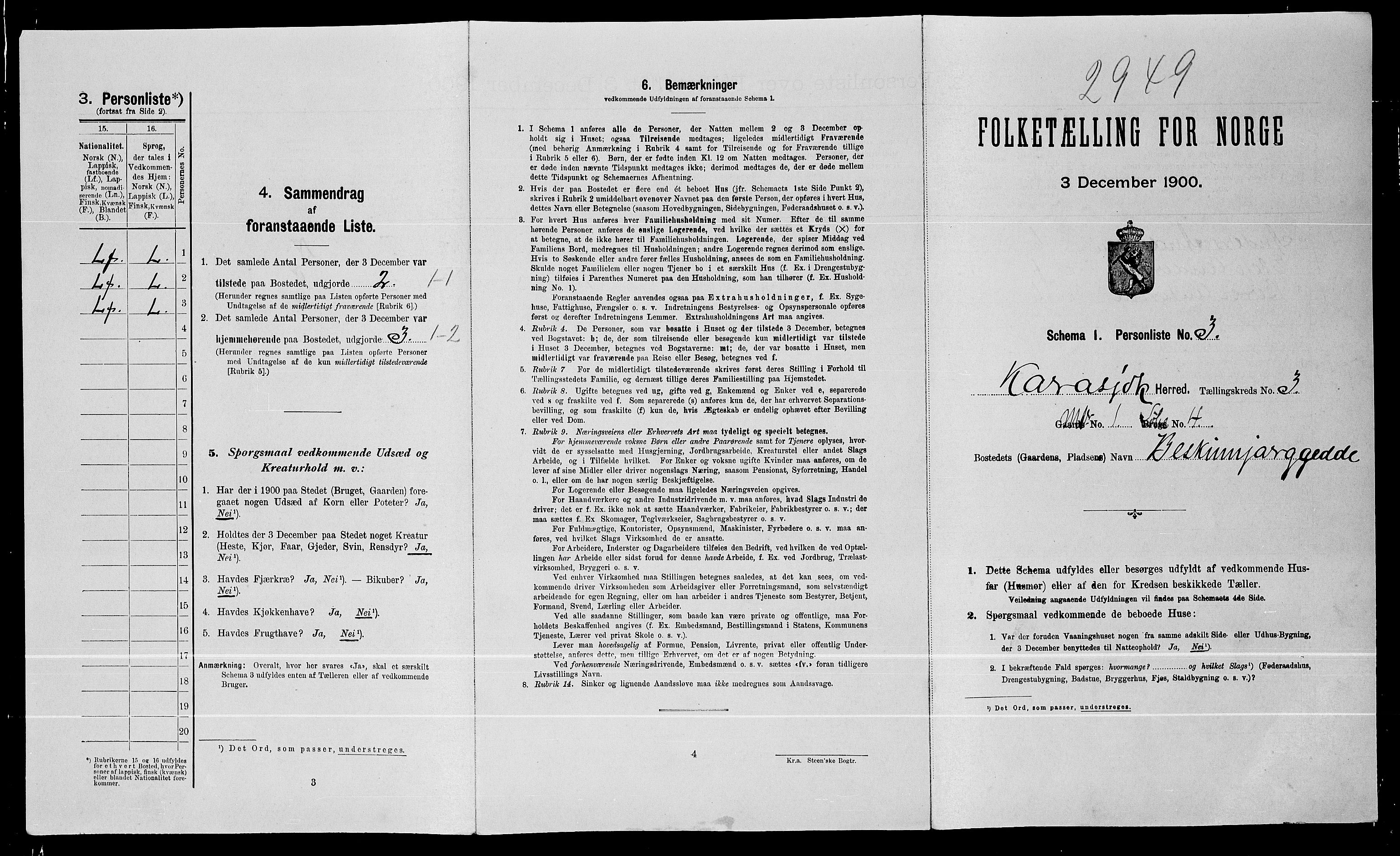 SATØ, Folketelling 1900 for 2021 Karasjok herred, 1900, s. 160