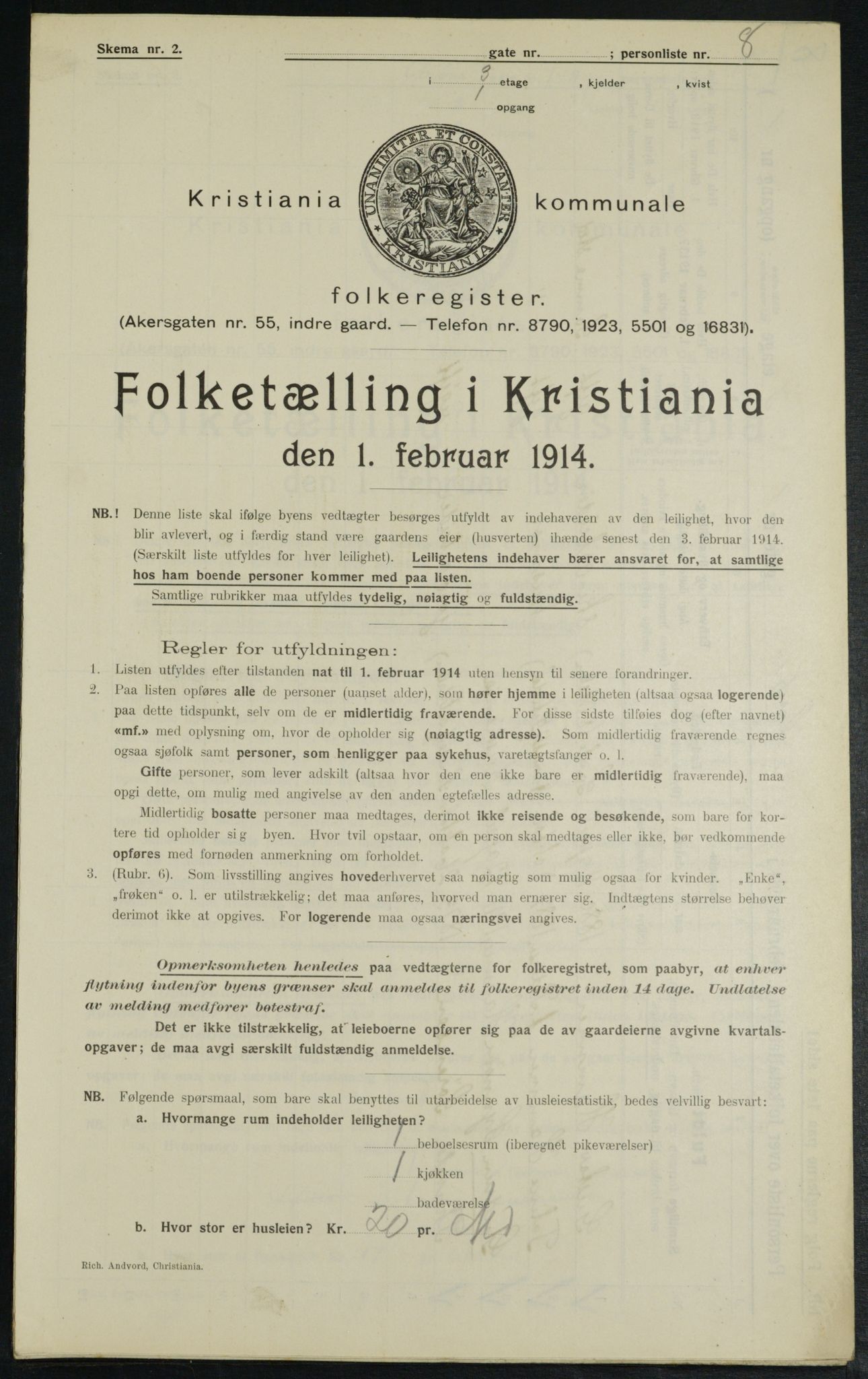 OBA, Kommunal folketelling 1.2.1914 for Kristiania, 1914, s. 1724