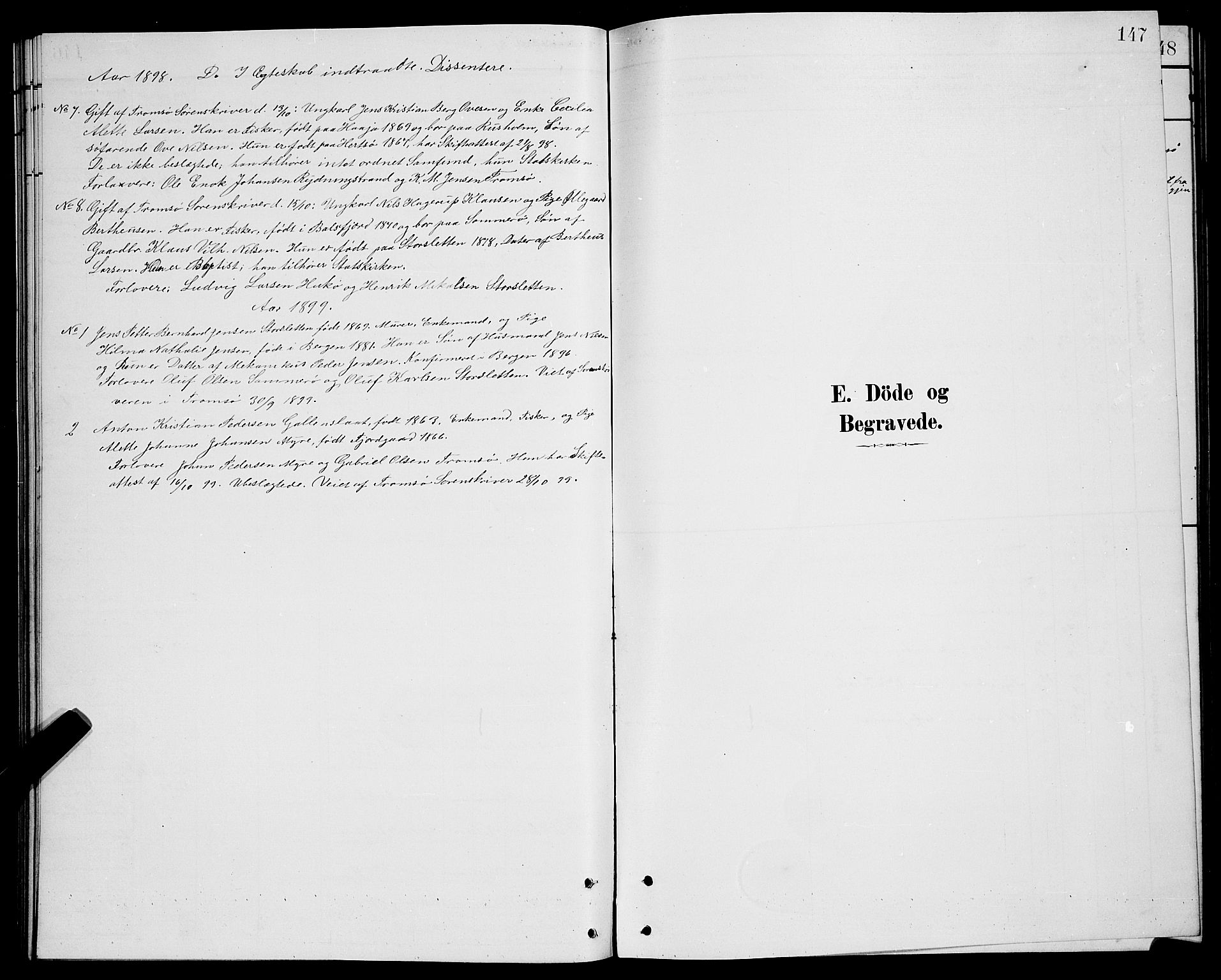 Lenvik sokneprestembete, AV/SATØ-S-1310/H/Ha/Hab/L0021klokker: Klokkerbok nr. 21, 1884-1900, s. 147