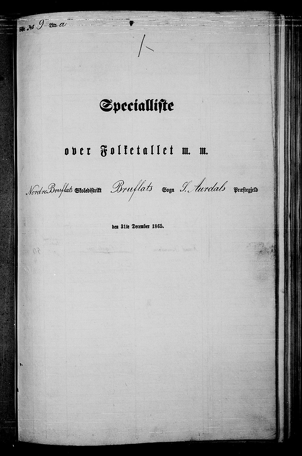 RA, Folketelling 1865 for 0540P Sør-Aurdal prestegjeld, 1865, s. 184