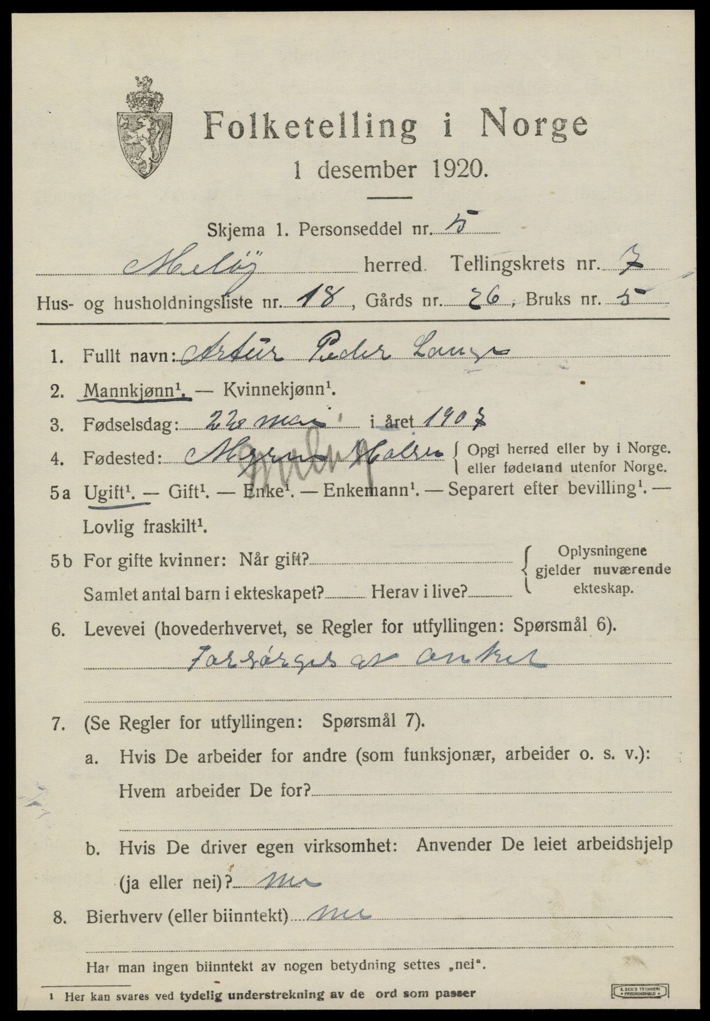 SAT, Folketelling 1920 for 1837 Meløy herred, 1920, s. 3895