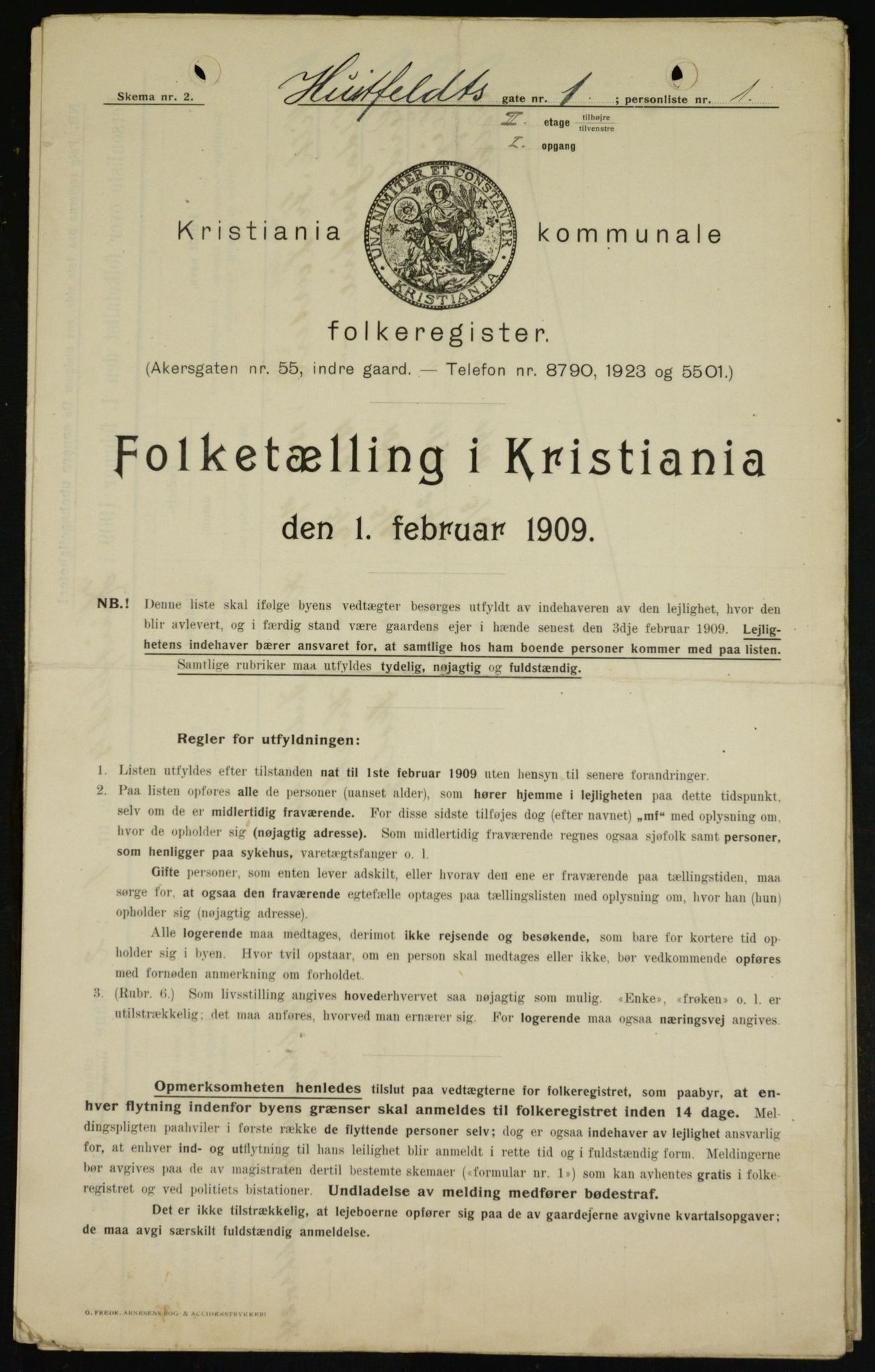 OBA, Kommunal folketelling 1.2.1909 for Kristiania kjøpstad, 1909, s. 37677