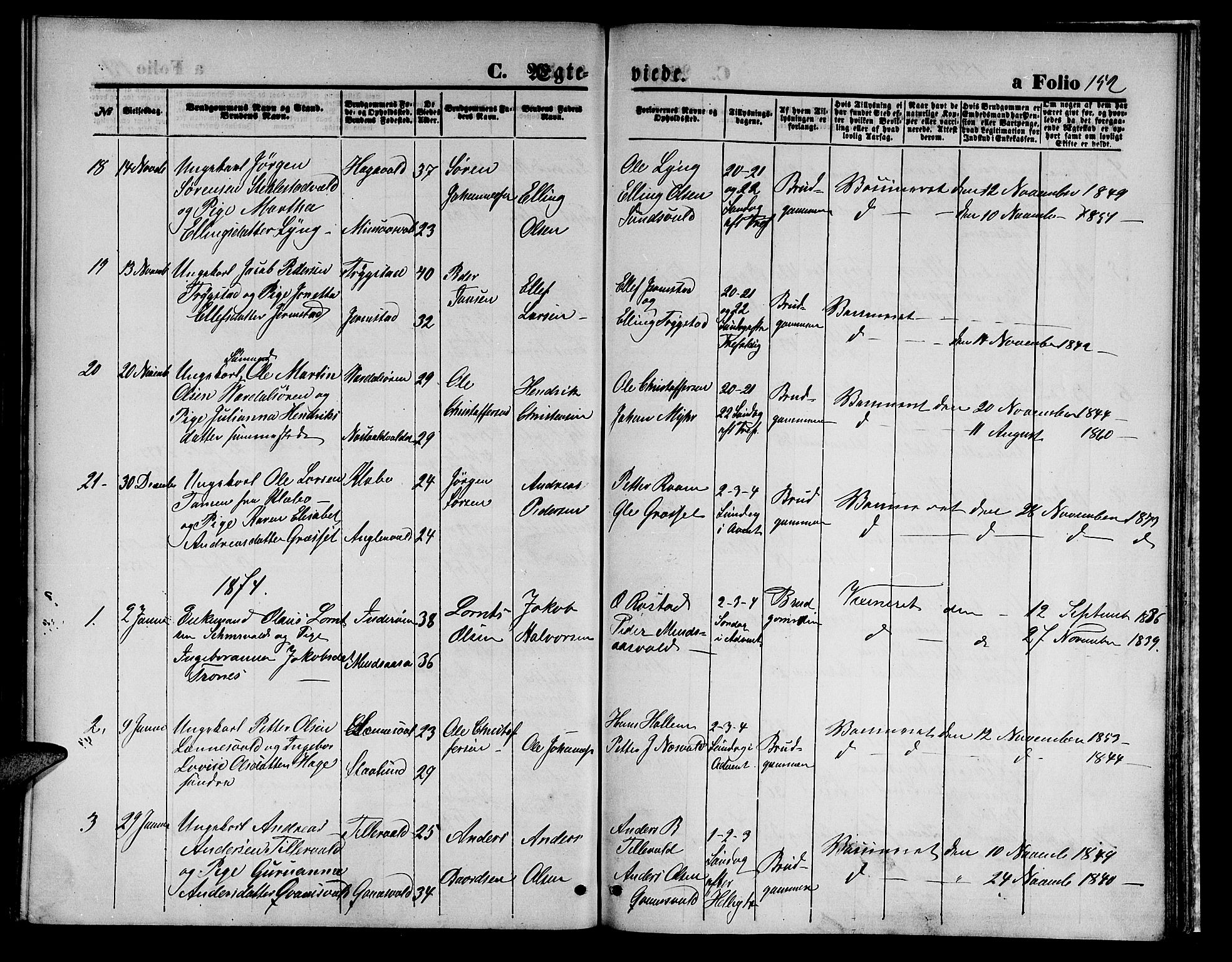 Ministerialprotokoller, klokkerbøker og fødselsregistre - Nord-Trøndelag, SAT/A-1458/723/L0255: Klokkerbok nr. 723C03, 1869-1879, s. 152