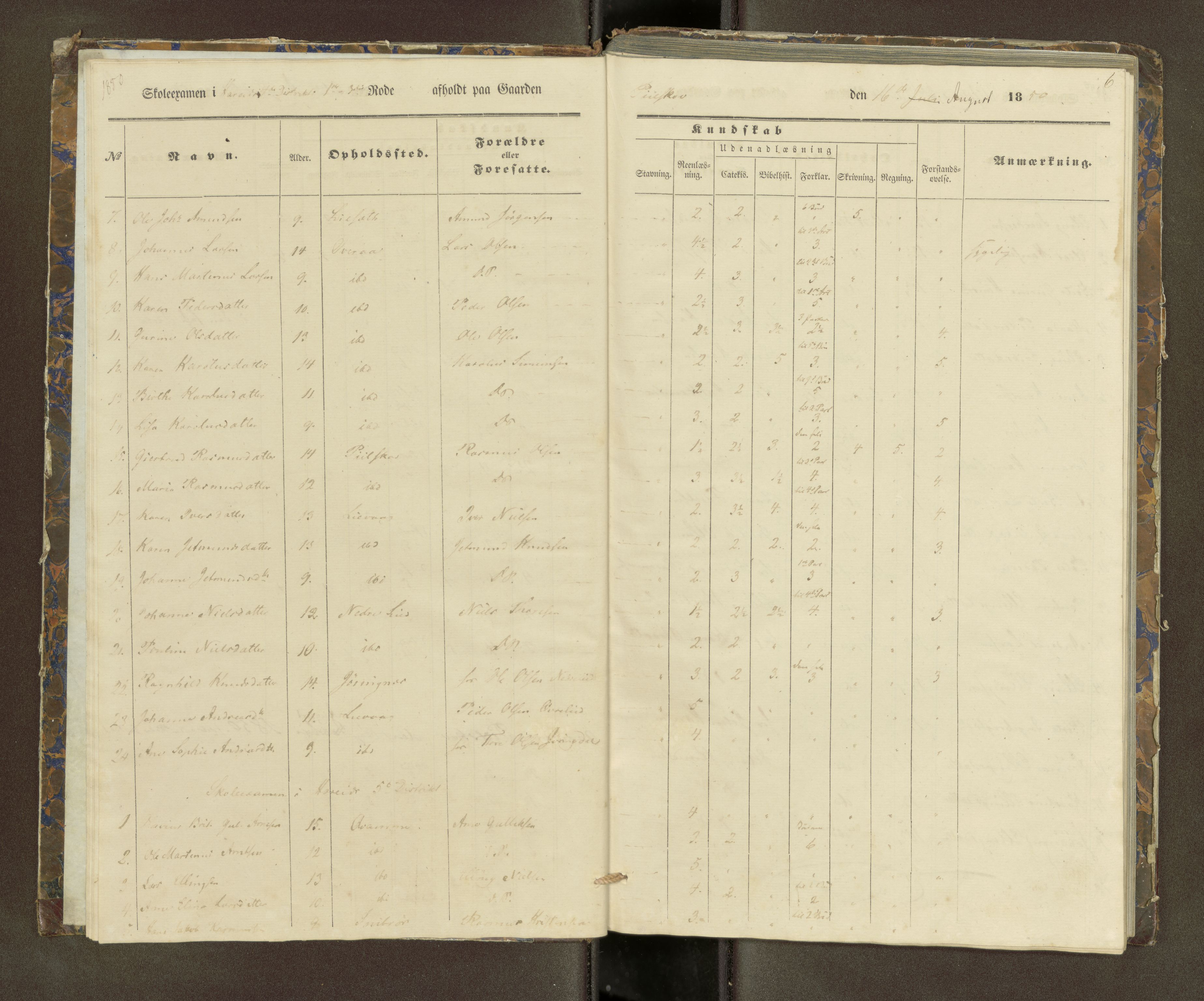 Ulstein sokneprestkontor, SAT/A-1005/1/III/III2/III2f/L0001: Skoleeksamensprotokoll, 1850-1861, s. 6