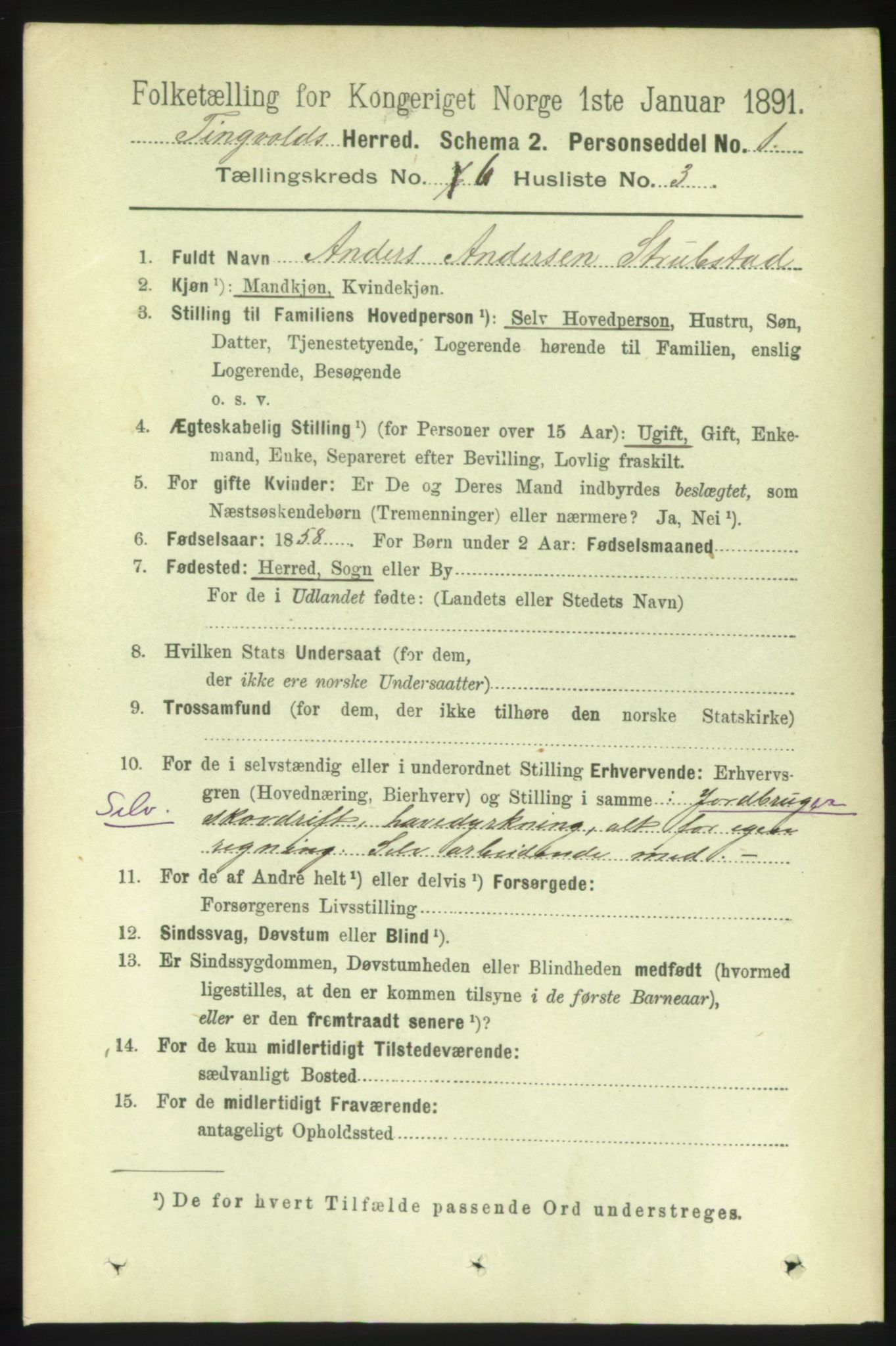 RA, Folketelling 1891 for 1560 Tingvoll herred, 1891, s. 2439