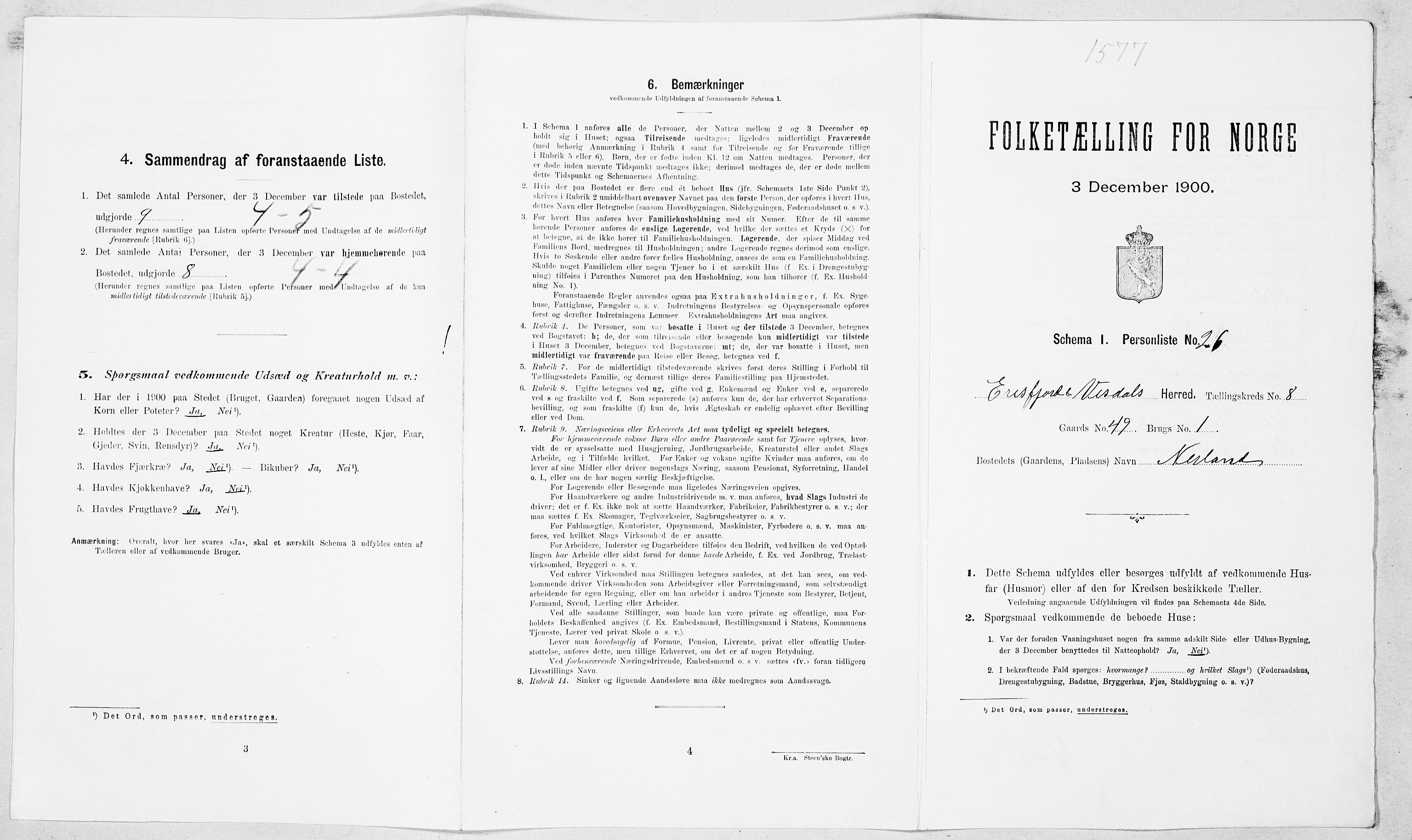 SAT, Folketelling 1900 for 1542 Eresfjord og Vistdal herred, 1900, s. 610