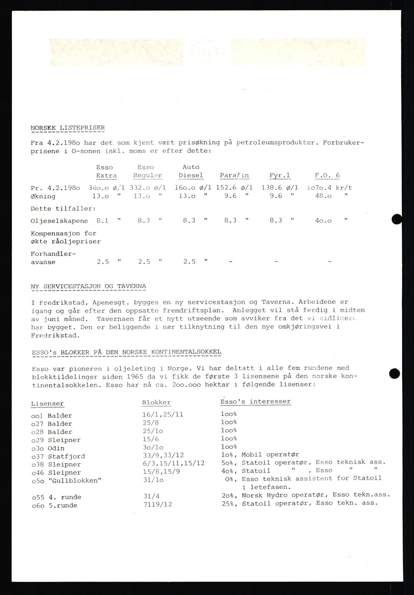 Pa 0982 - Esso Norge A/S, AV/SAST-A-100448/X/Xd/L0001: Esso Extra Nytt, 1977-1980