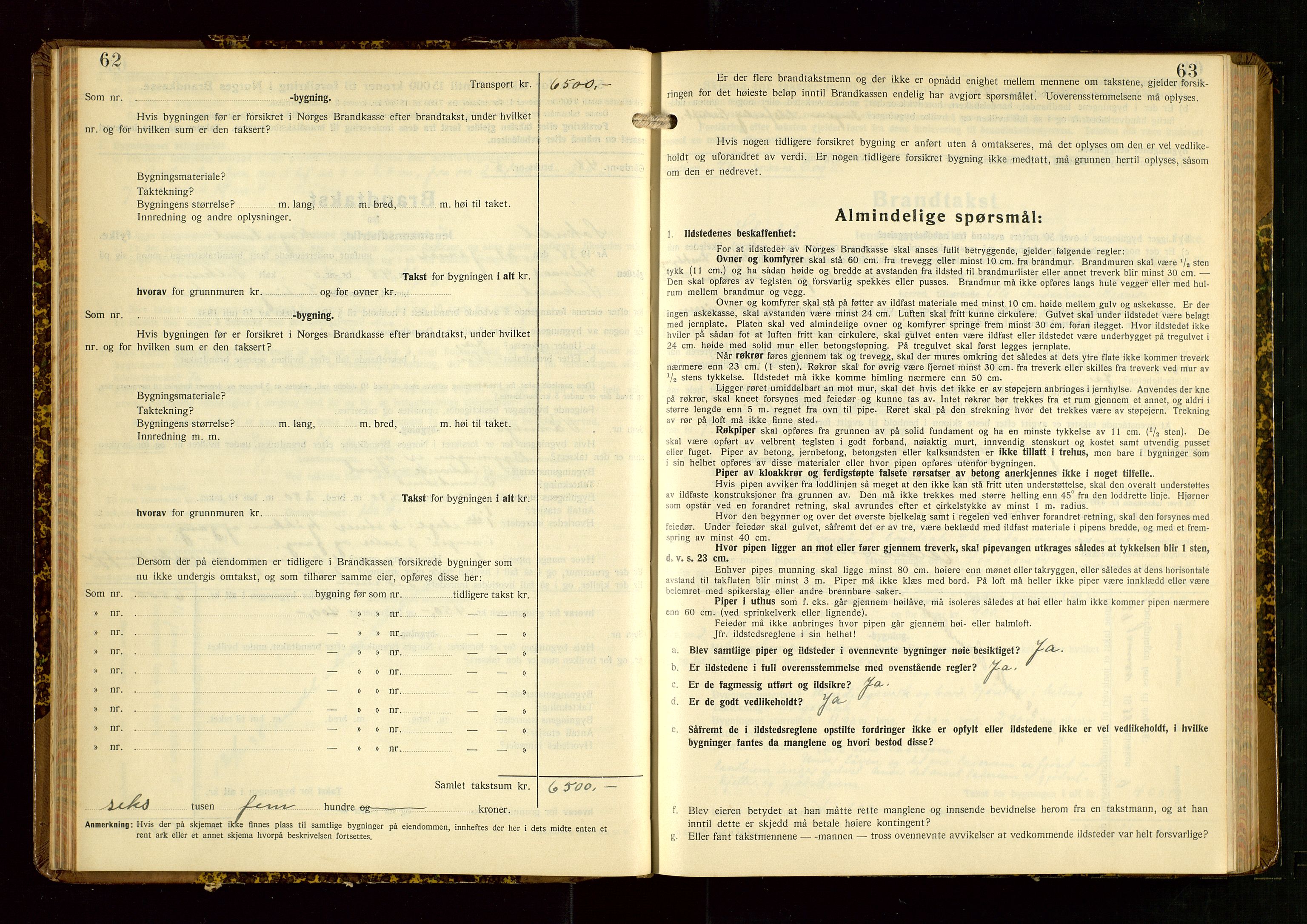 Sokndal lensmannskontor, AV/SAST-A-100417/Gob/L0008: "Brandtakst-Protokoll", 1937-1955, s. 62-63