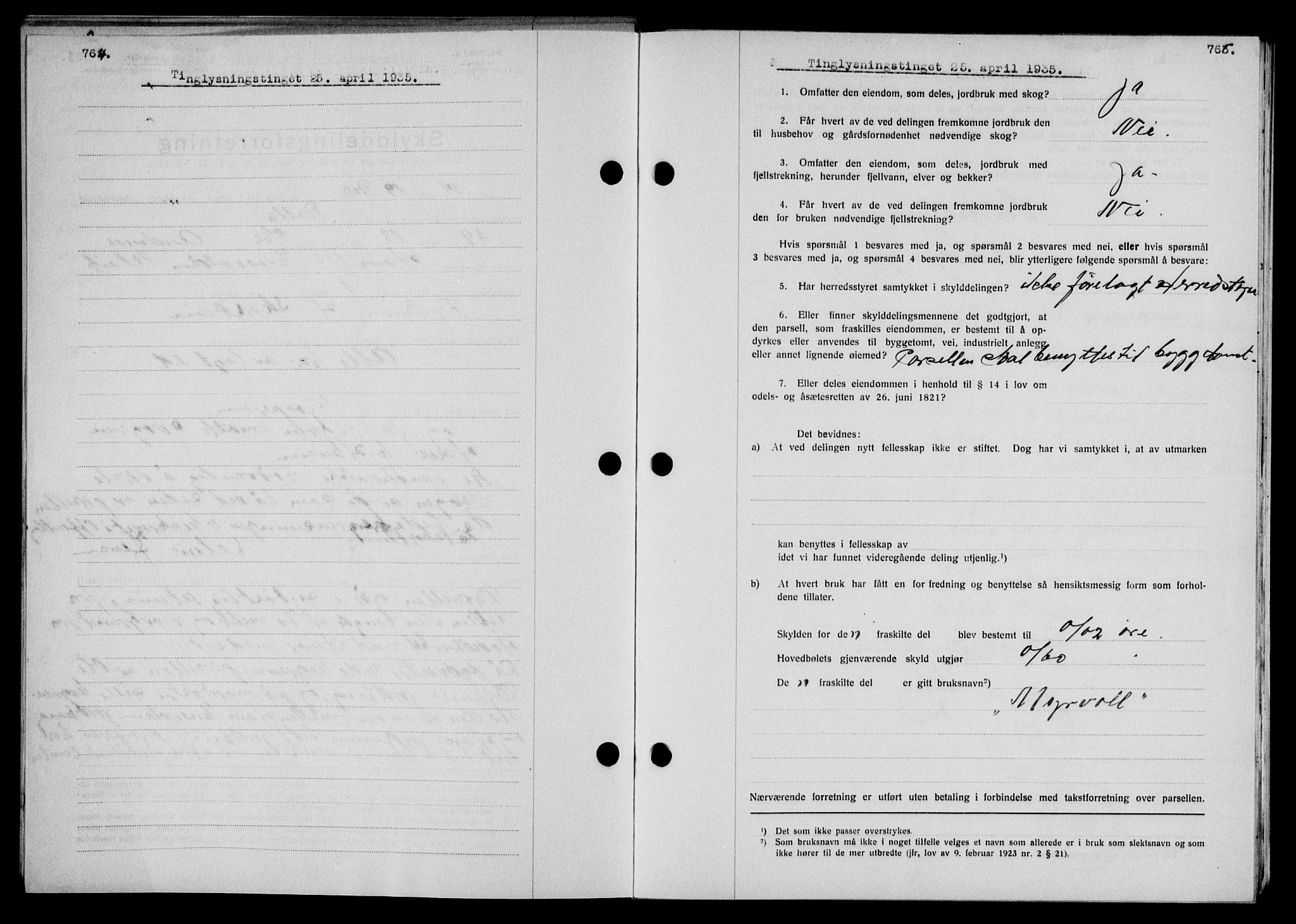 Vesterålen sorenskriveri, SAT/A-4180/1/2/2Ca/L0061: Pantebok nr. 54, 1934-1935, Tingl.dato: 09.05.1935