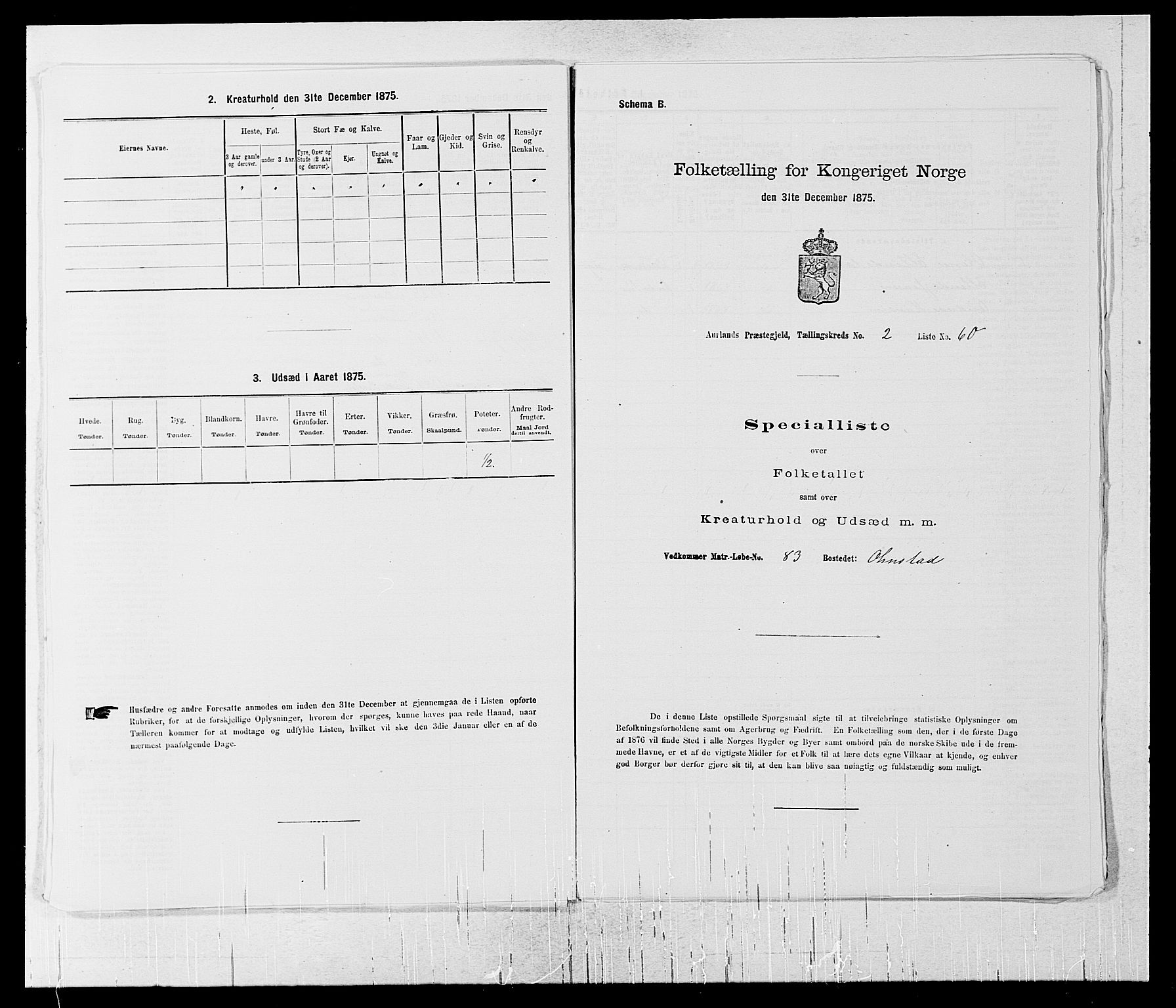 SAB, Folketelling 1875 for 1421P Aurland prestegjeld, 1875, s. 235