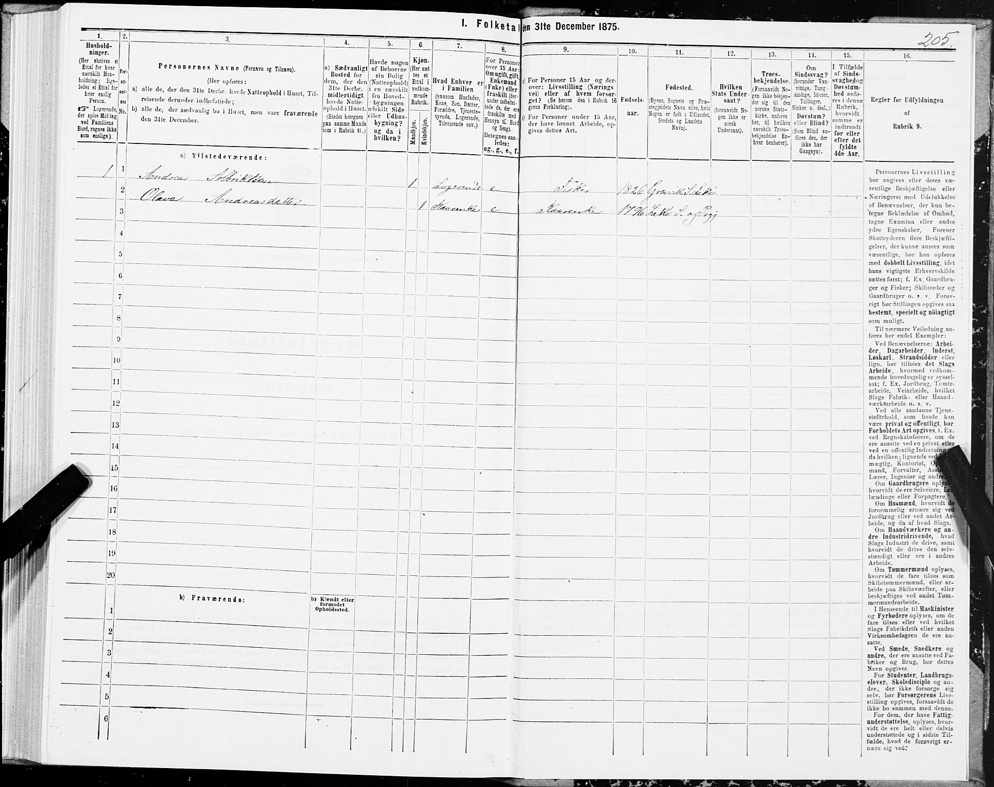 SAT, Folketelling 1875 for 1755P Leka prestegjeld, 1875, s. 1205