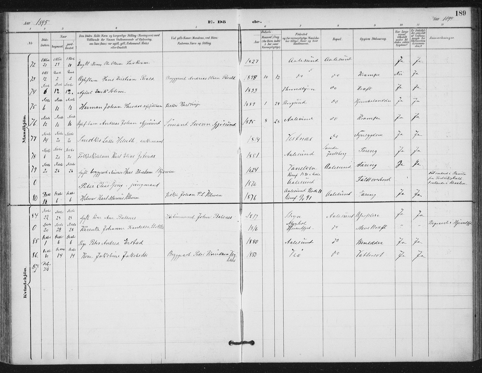 Ministerialprotokoller, klokkerbøker og fødselsregistre - Møre og Romsdal, AV/SAT-A-1454/529/L0457: Ministerialbok nr. 529A07, 1894-1903, s. 189