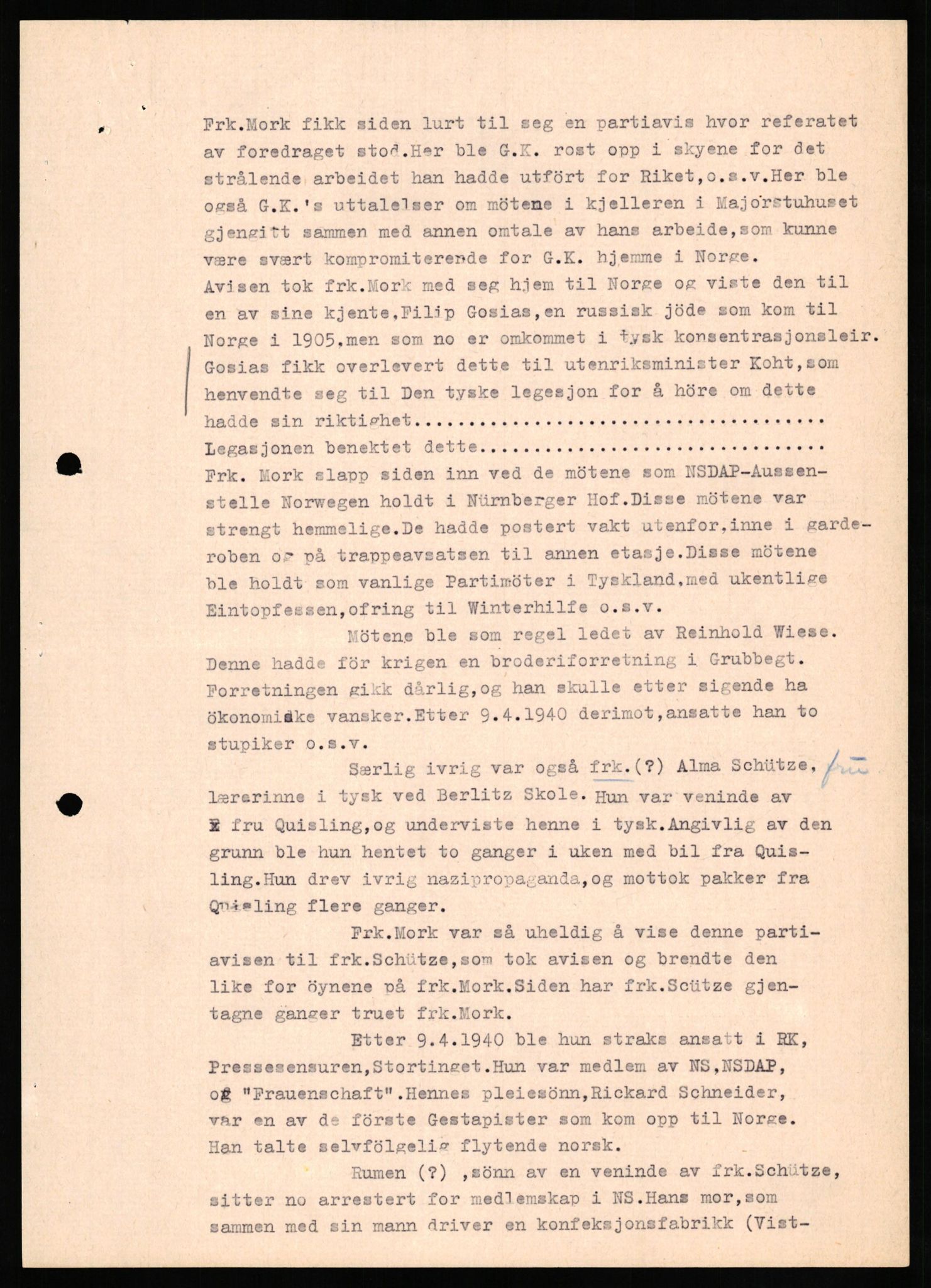 Forsvaret, Forsvarets overkommando II, AV/RA-RAFA-3915/D/Db/L0016: CI Questionaires. Tyske okkupasjonsstyrker i Norge. Tyskere., 1945-1946, s. 393