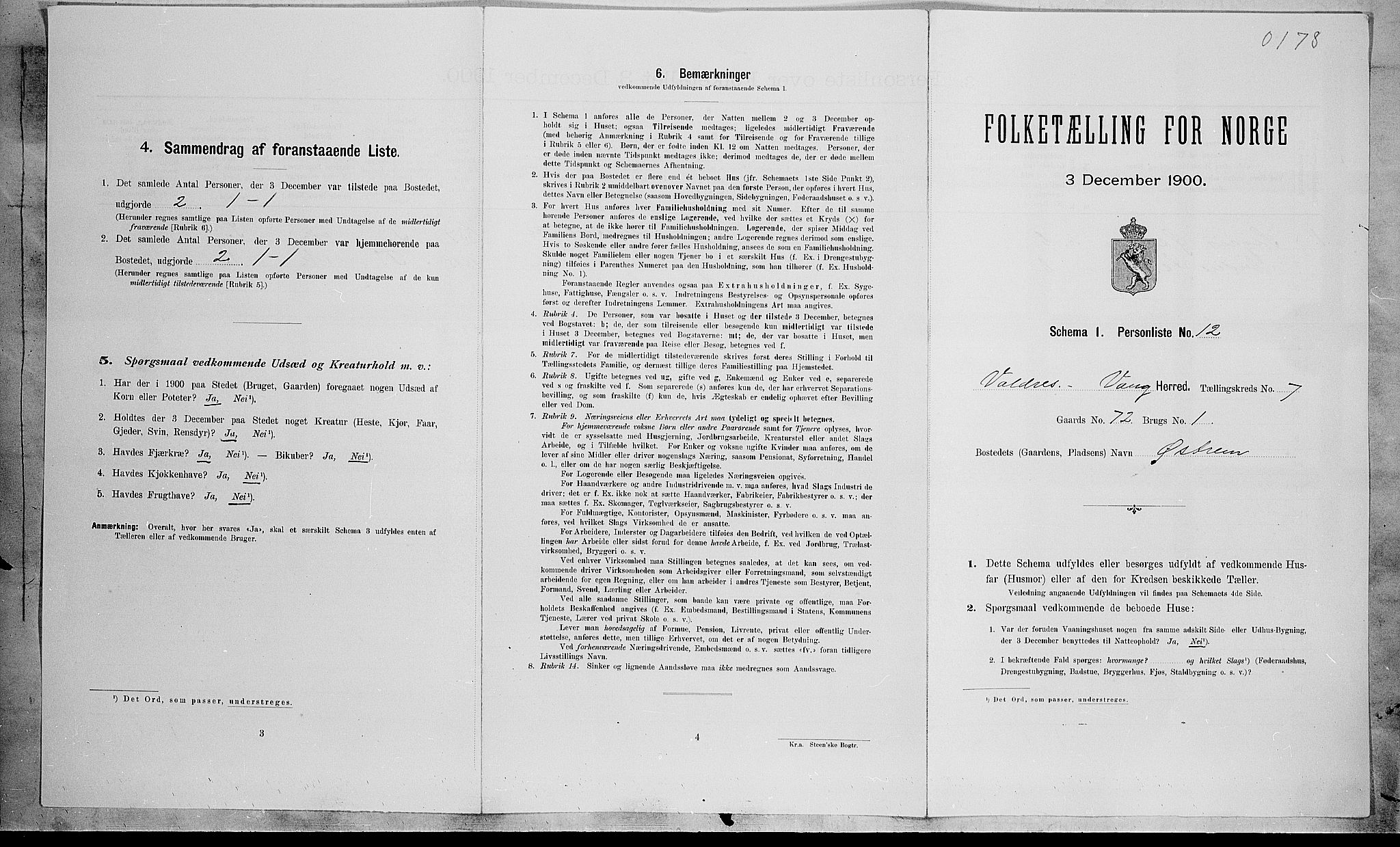 SAH, Folketelling 1900 for 0545 Vang herred, 1900, s. 440