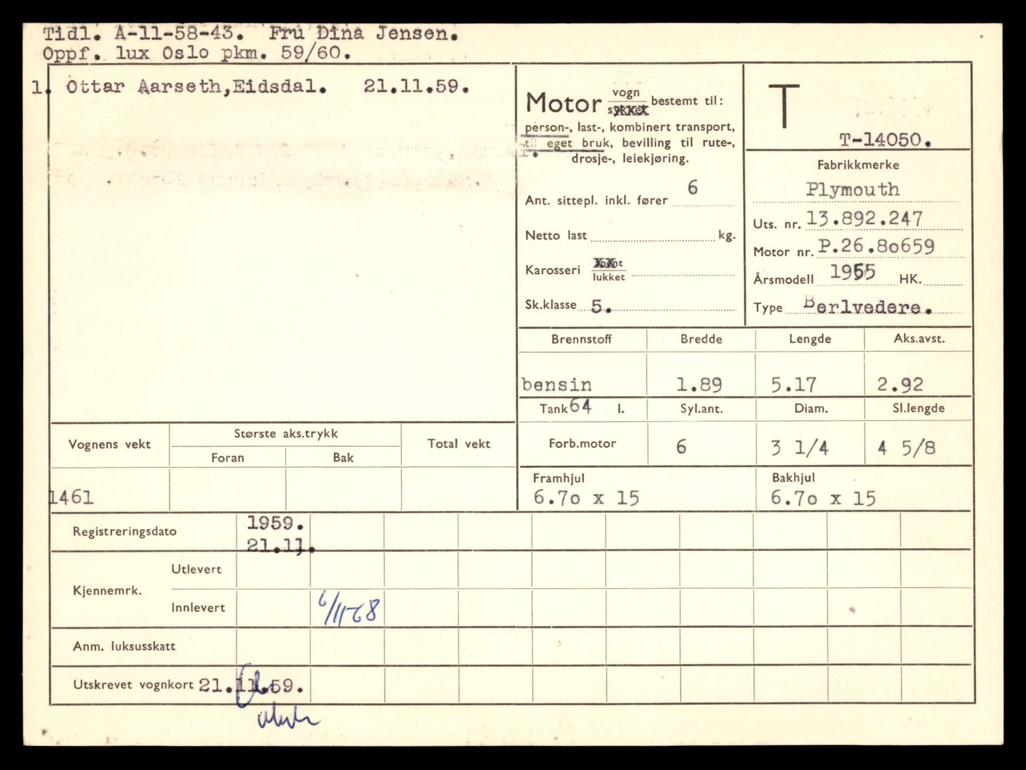 Møre og Romsdal vegkontor - Ålesund trafikkstasjon, AV/SAT-A-4099/F/Fe/L0042: Registreringskort for kjøretøy T 13906 - T 14079, 1927-1998, s. 2477