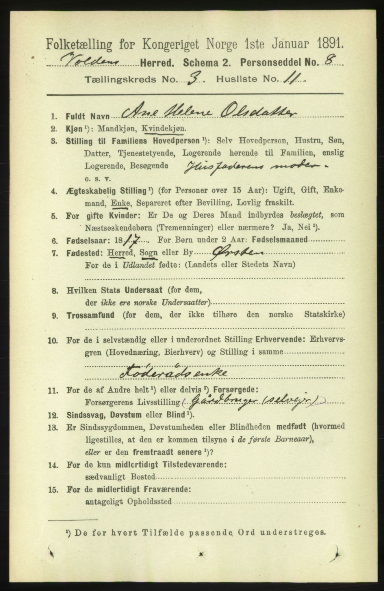 RA, Folketelling 1891 for 1519 Volda herred, 1891, s. 1715
