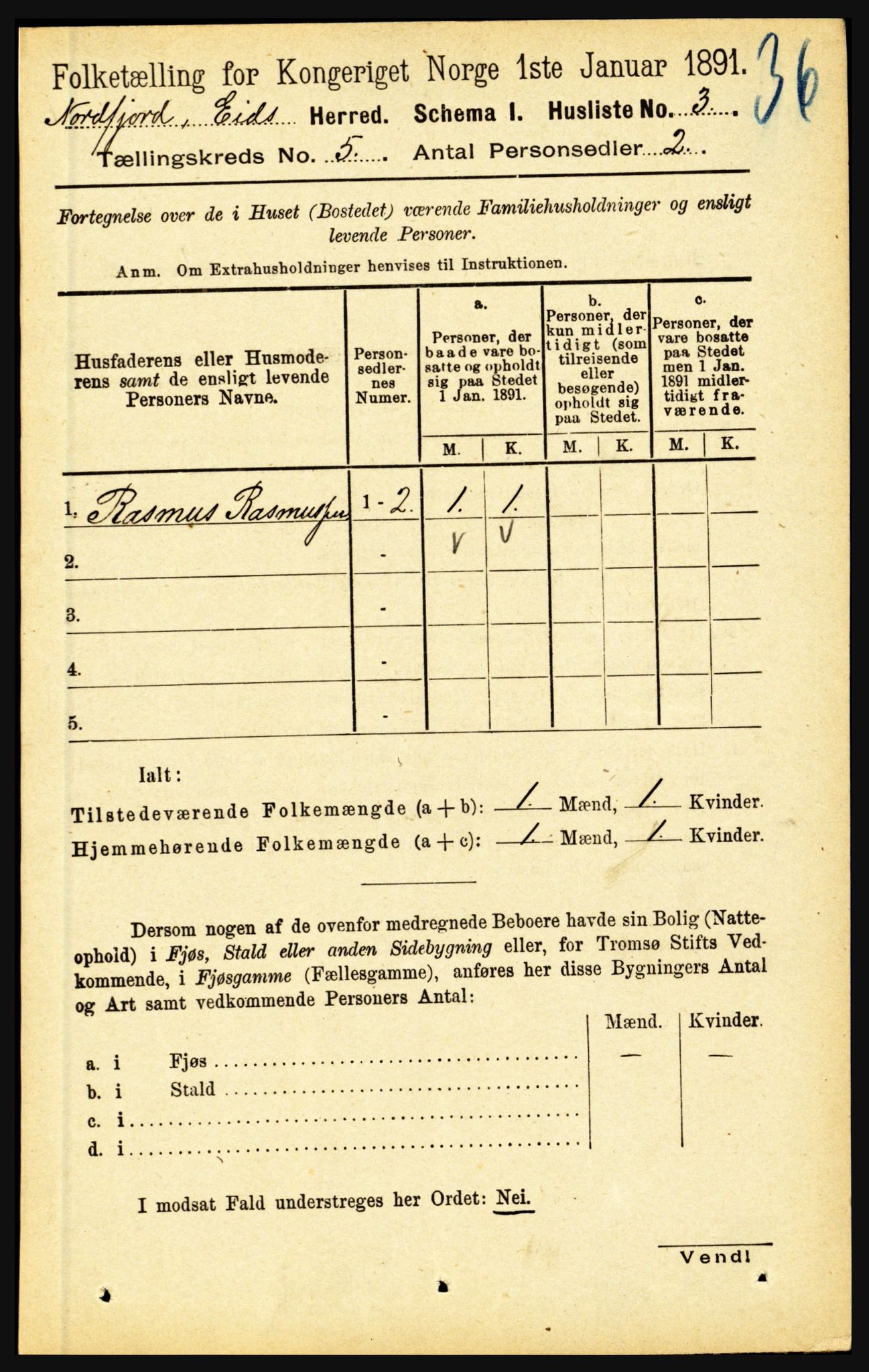 RA, Folketelling 1891 for 1443 Eid herred, 1891, s. 1108