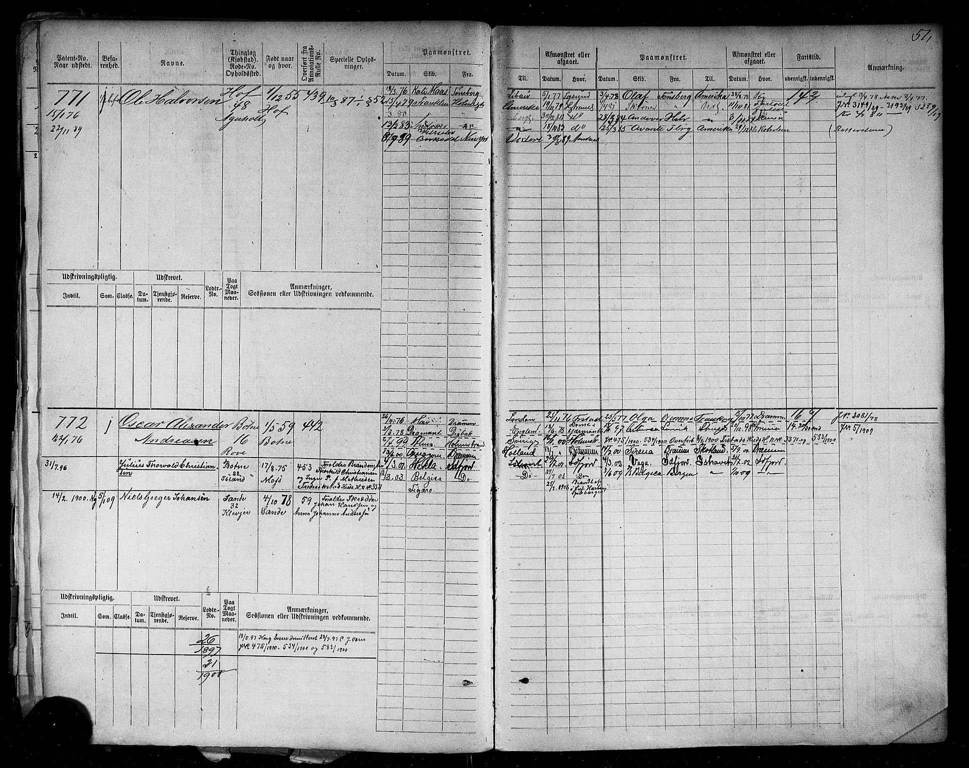 Holmestrand innrulleringskontor, SAKO/A-1151/F/Fc/L0004: Hovedrulle, 1872-1913, s. 88