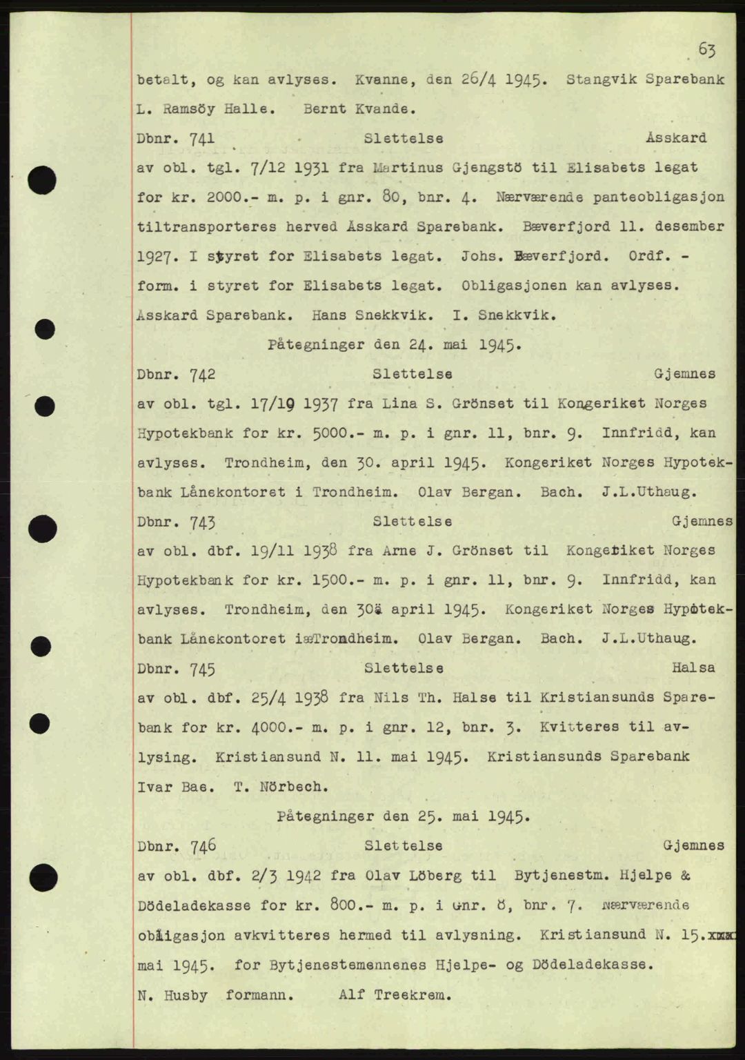 Nordmøre sorenskriveri, AV/SAT-A-4132/1/2/2Ca: Pantebok nr. C82a, 1945-1946, Dagboknr: 741/1945