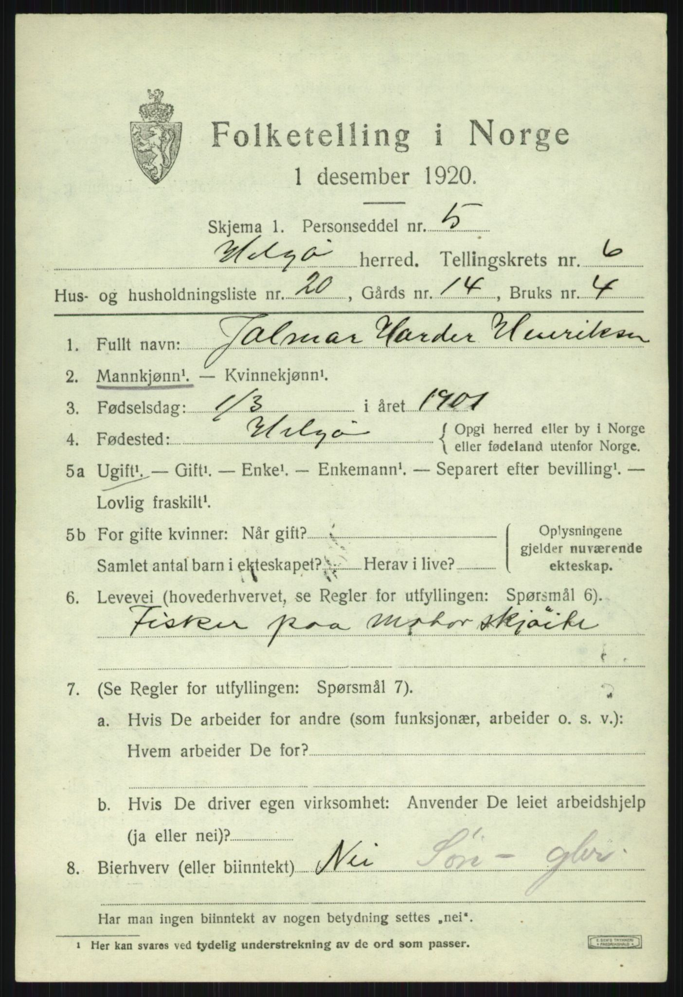 SATØ, Folketelling 1920 for 1935 Helgøy herred, 1920, s. 2496