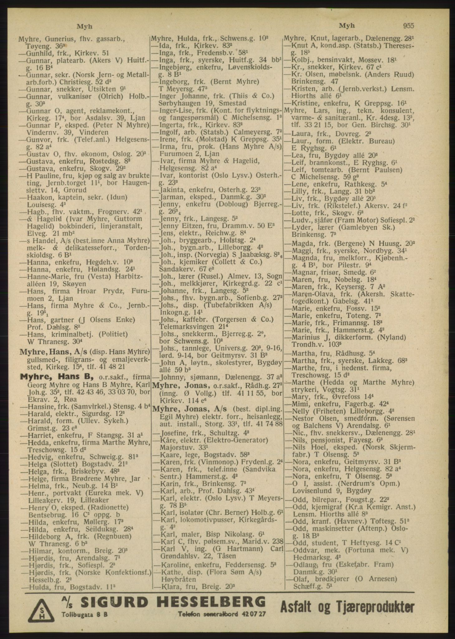 Kristiania/Oslo adressebok, PUBL/-, 1948, s. 955