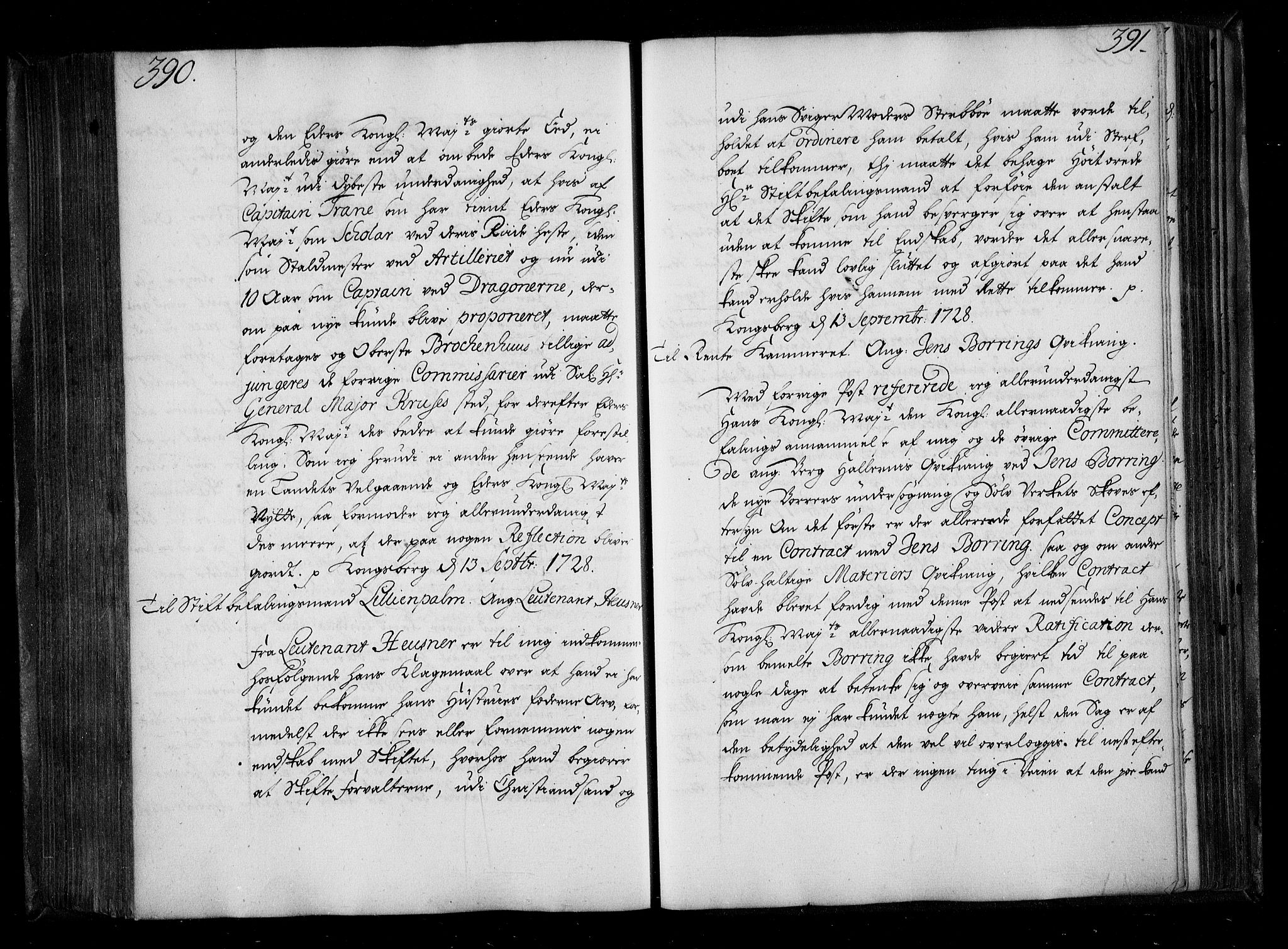 Stattholderembetet 1572-1771, AV/RA-EA-2870/Be/L0009: Allmenn kopibok, ikke autorisert, 1727-1729, s. 390-391