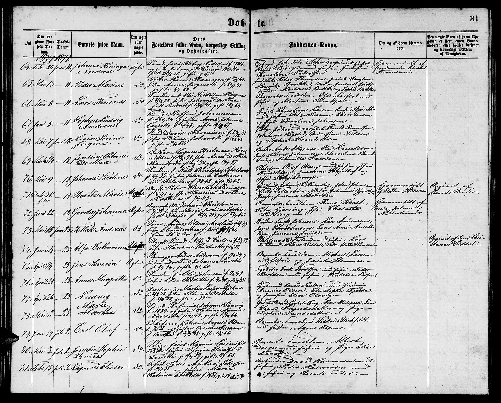 Ministerialprotokoller, klokkerbøker og fødselsregistre - Møre og Romsdal, AV/SAT-A-1454/529/L0465: Klokkerbok nr. 529C02, 1868-1877, s. 31