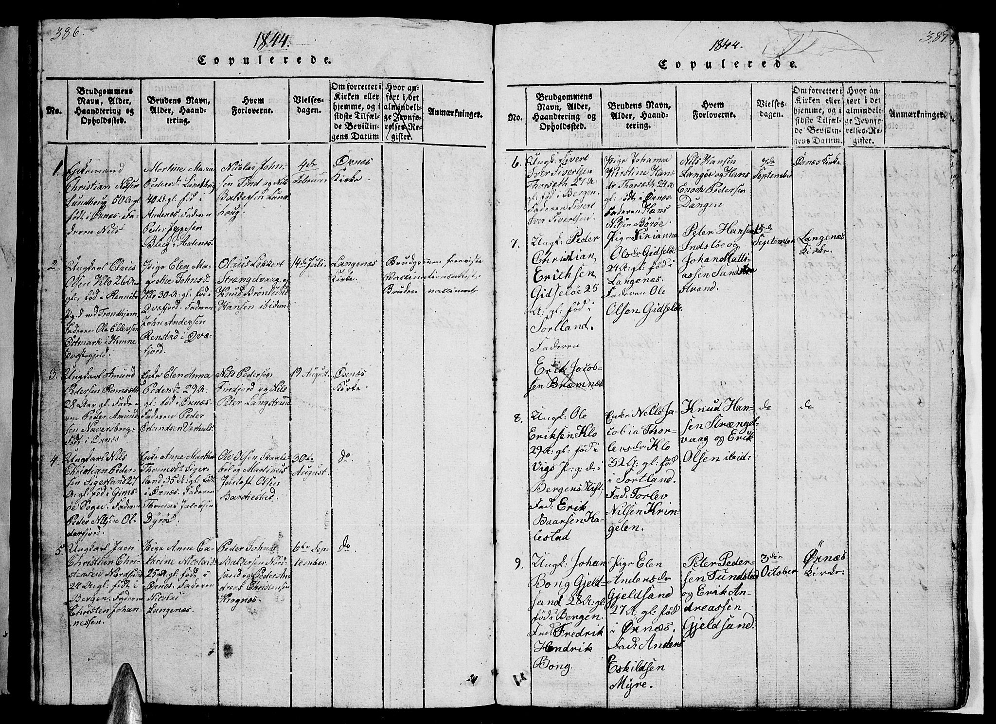 Ministerialprotokoller, klokkerbøker og fødselsregistre - Nordland, AV/SAT-A-1459/893/L1346: Klokkerbok nr. 893C01, 1820-1858, s. 386-387