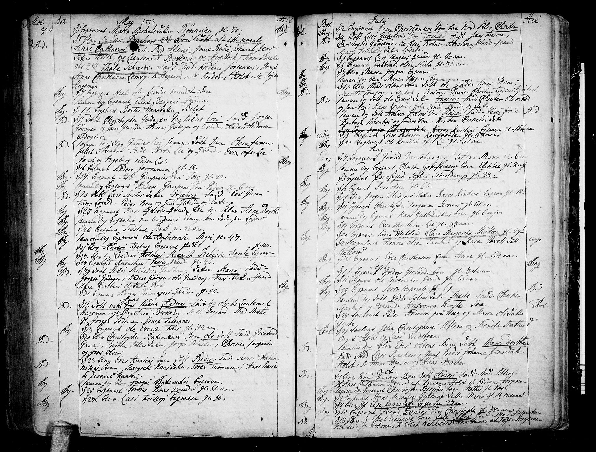 Botne kirkebøker, AV/SAKO-A-340/F/Fa/L0001a: Ministerialbok nr. I 1A, 1707-1778, s. 310-311