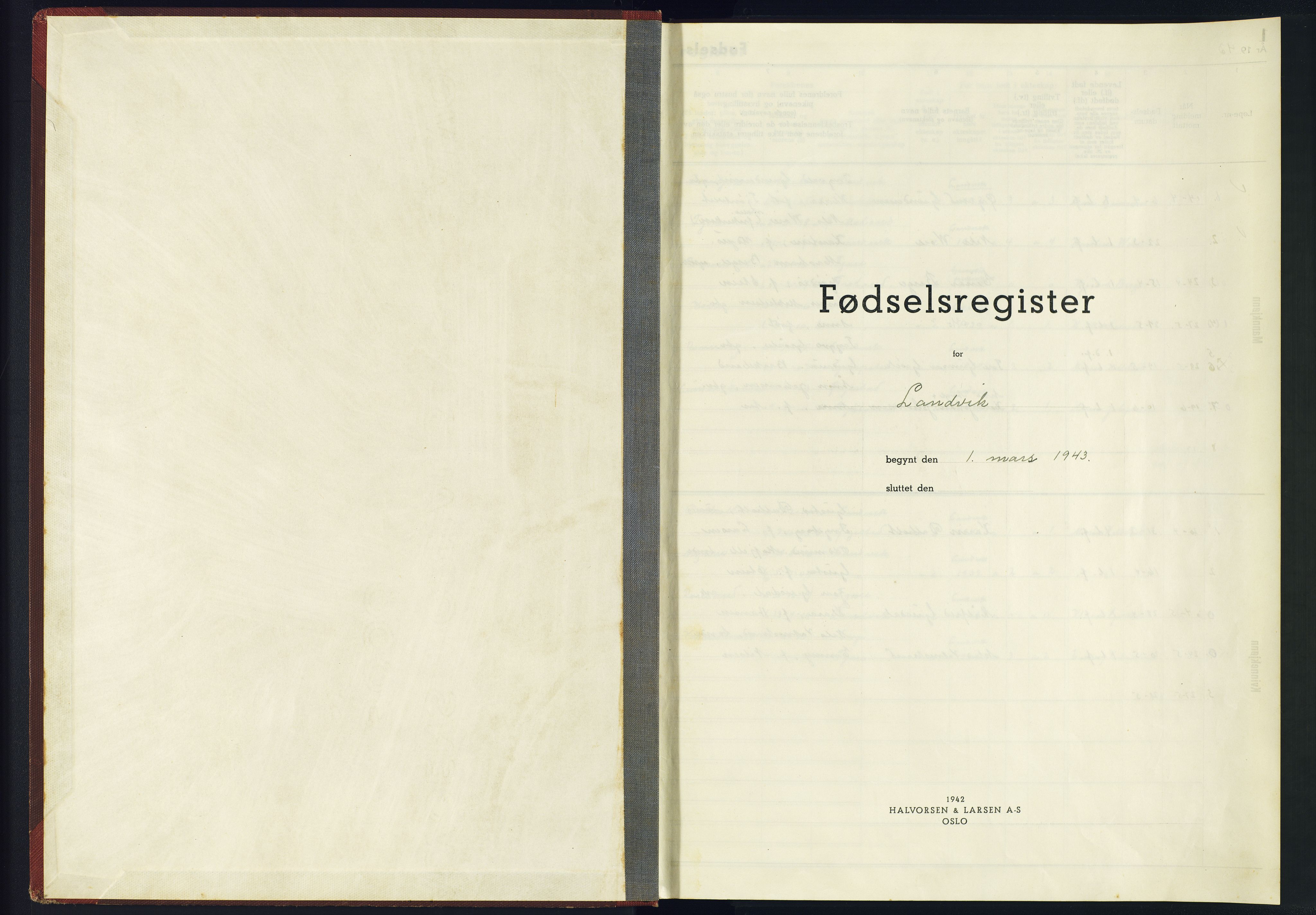 Hommedal sokneprestkontor, AV/SAK-1111-0023/J/Jf/L0001: Fødselsregister nr. 1, 1943-1945