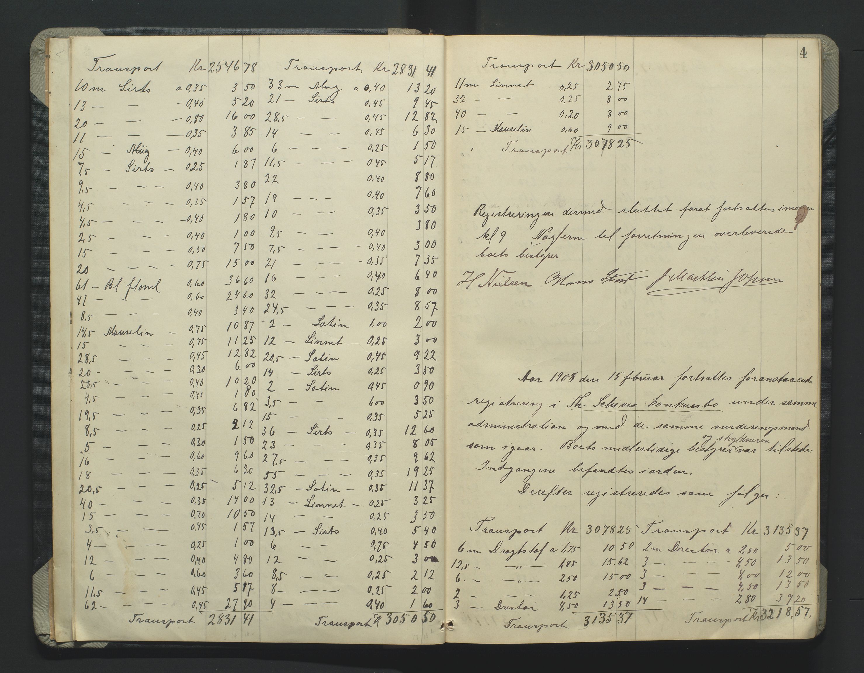 Grimstad byfogd, AV/SAK-1222-0003/H/Hc/L0009: Skifteprotokoll nr. 9, 1908-1918, s. 4