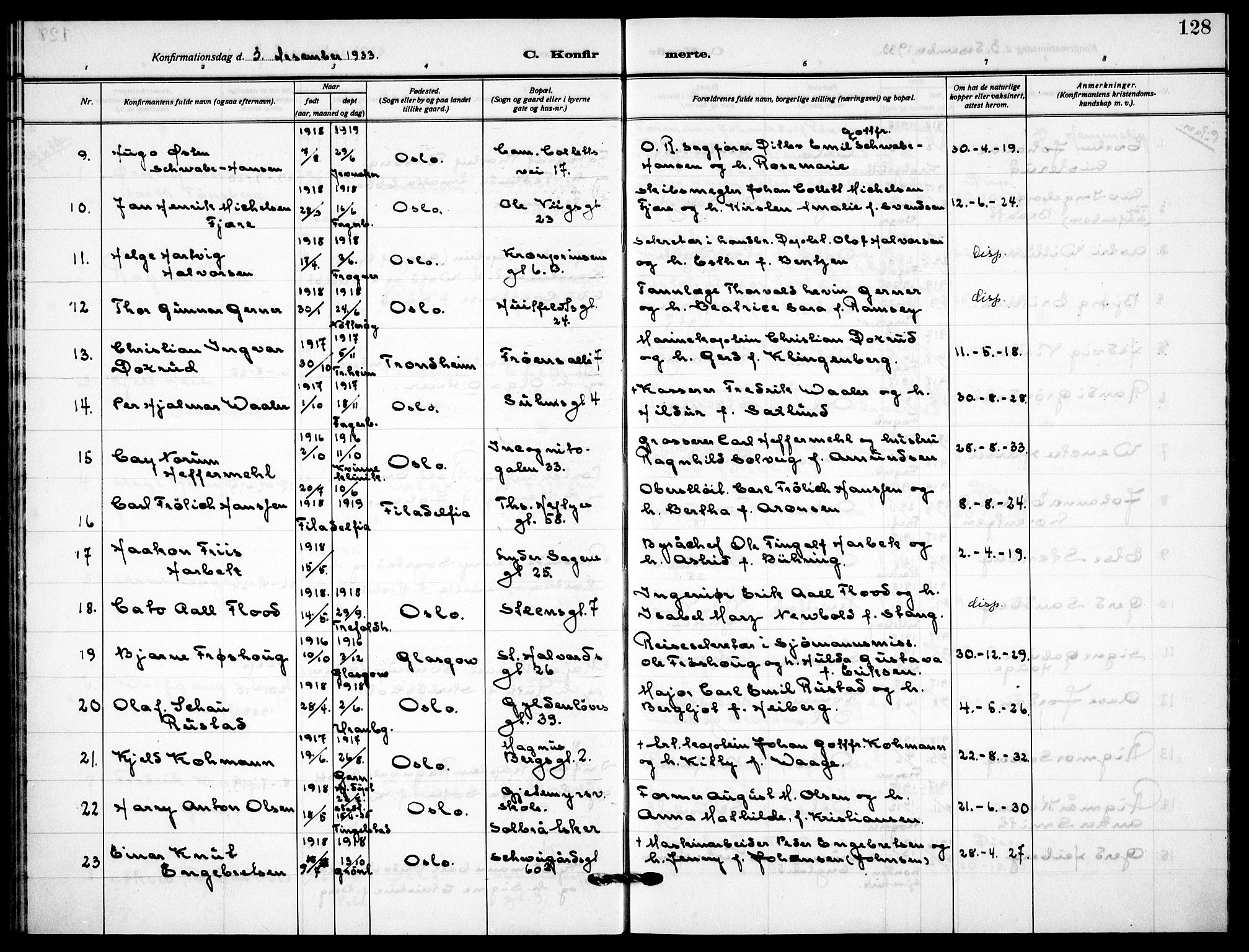 Garnisonsmenigheten Kirkebøker, AV/SAO-A-10846/F/Fa/L0017: Ministerialbok nr. 17, 1926-1937, s. 128