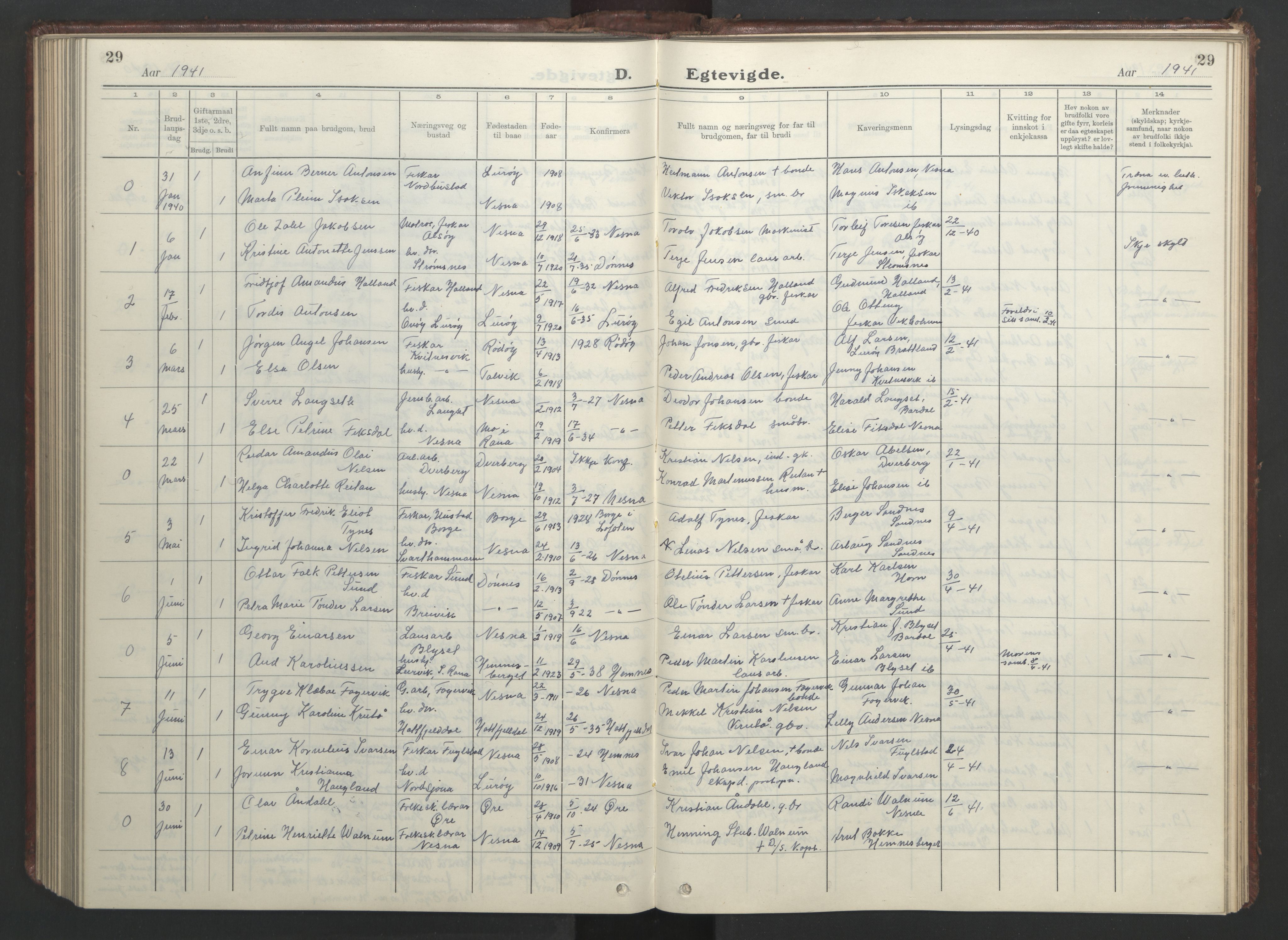 Ministerialprotokoller, klokkerbøker og fødselsregistre - Nordland, AV/SAT-A-1459/838/L0561: Klokkerbok nr. 838C08, 1923-1953, s. 29