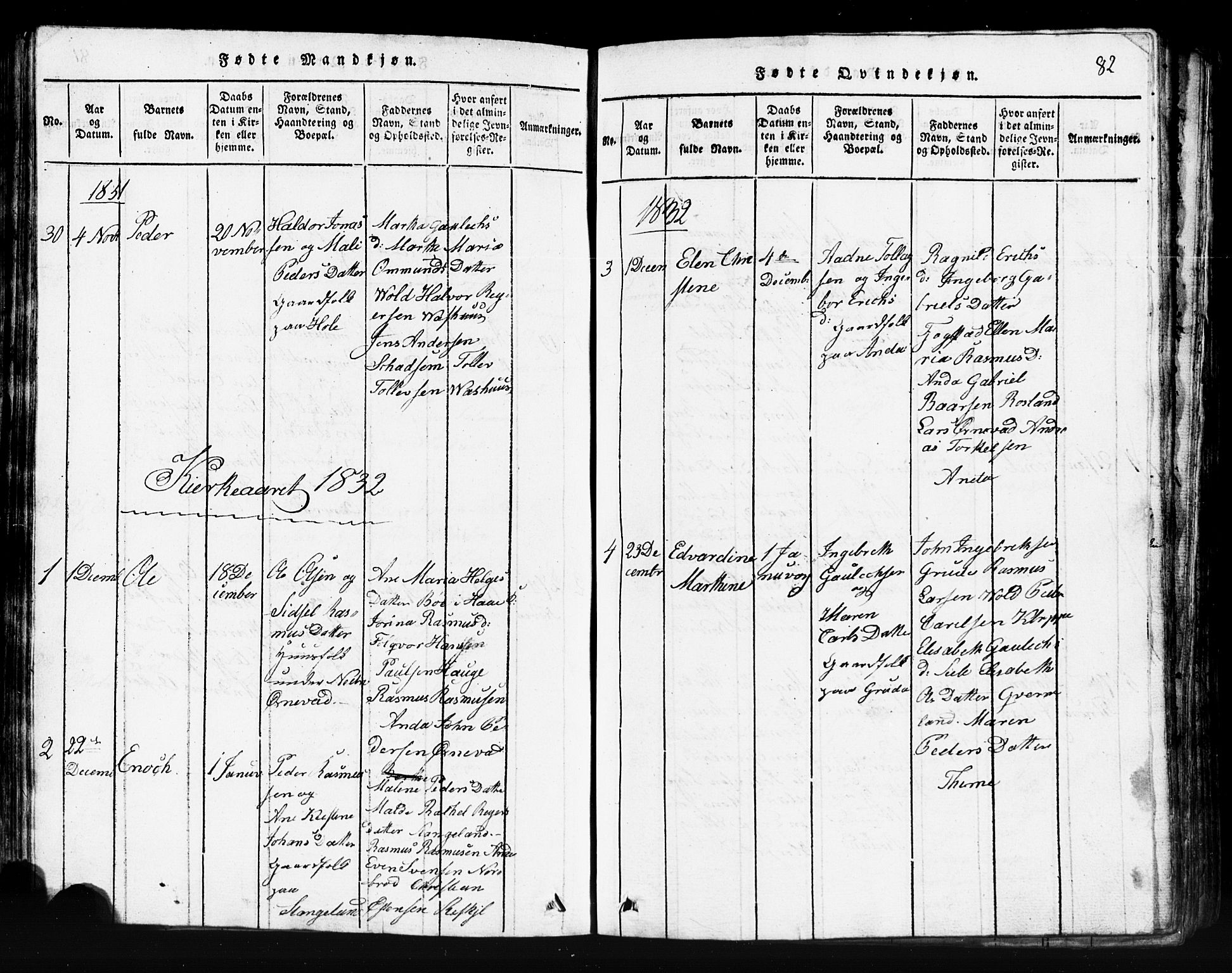 Klepp sokneprestkontor, AV/SAST-A-101803/001/3/30BB/L0001: Klokkerbok nr.  B 1, 1816-1859, s. 82