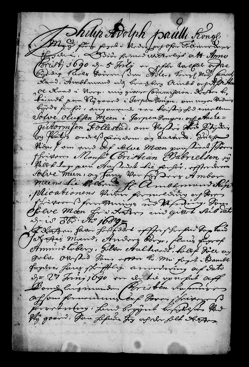 Stattholderembetet 1572-1771, RA/EA-2870/Af/L0004: Avskrifter av vedlegg til originale supplikker, nummerert i samsvar med supplikkbøkene, 1691-1694, s. 105