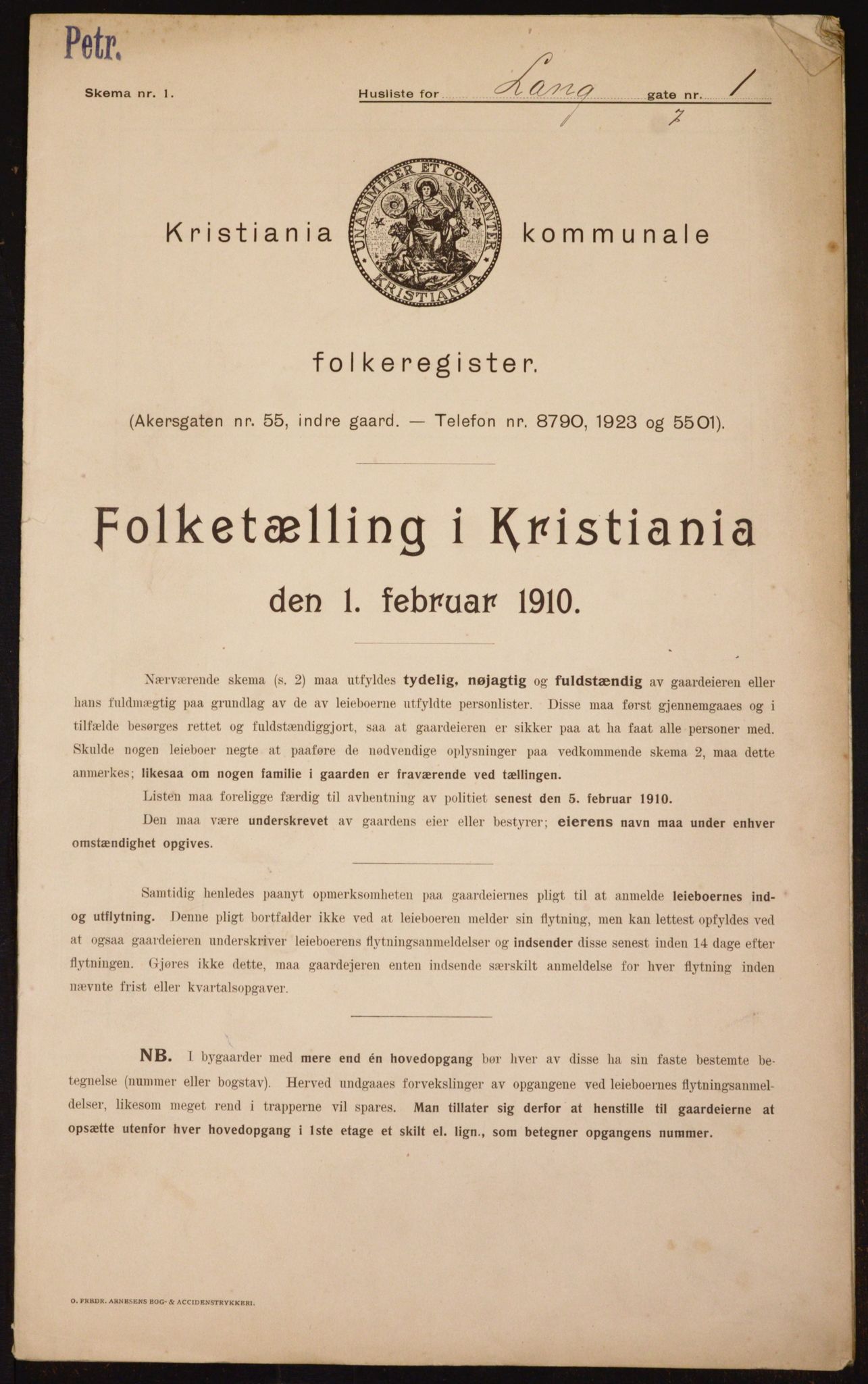 OBA, Kommunal folketelling 1.2.1910 for Kristiania, 1910, s. 54440