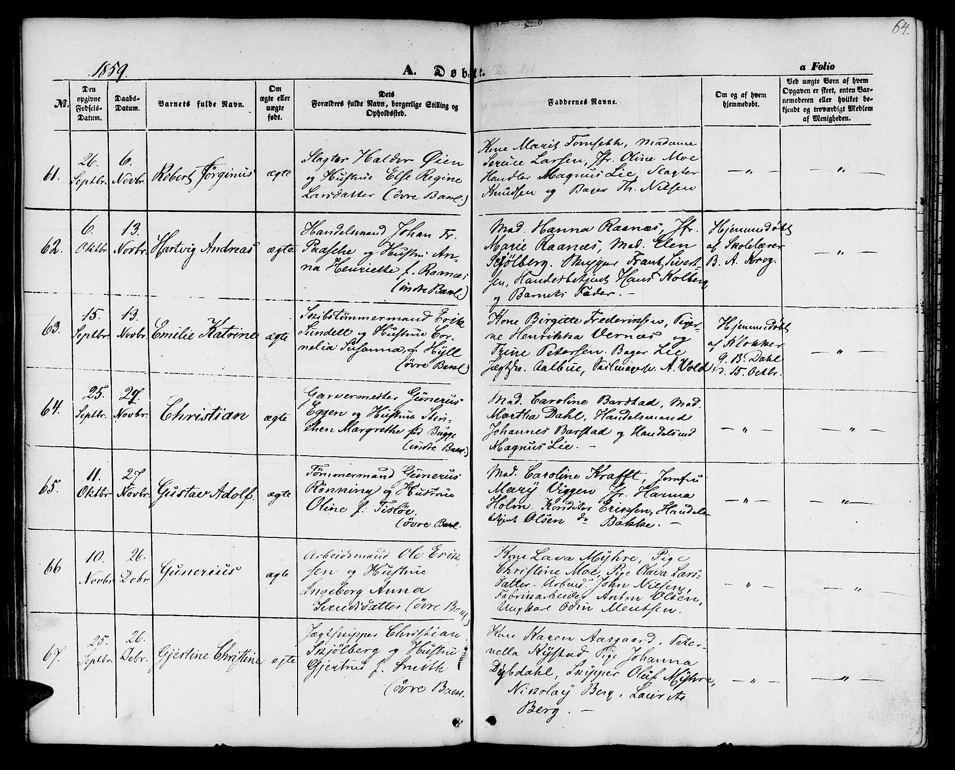 Ministerialprotokoller, klokkerbøker og fødselsregistre - Sør-Trøndelag, SAT/A-1456/604/L0184: Ministerialbok nr. 604A05, 1851-1860, s. 64