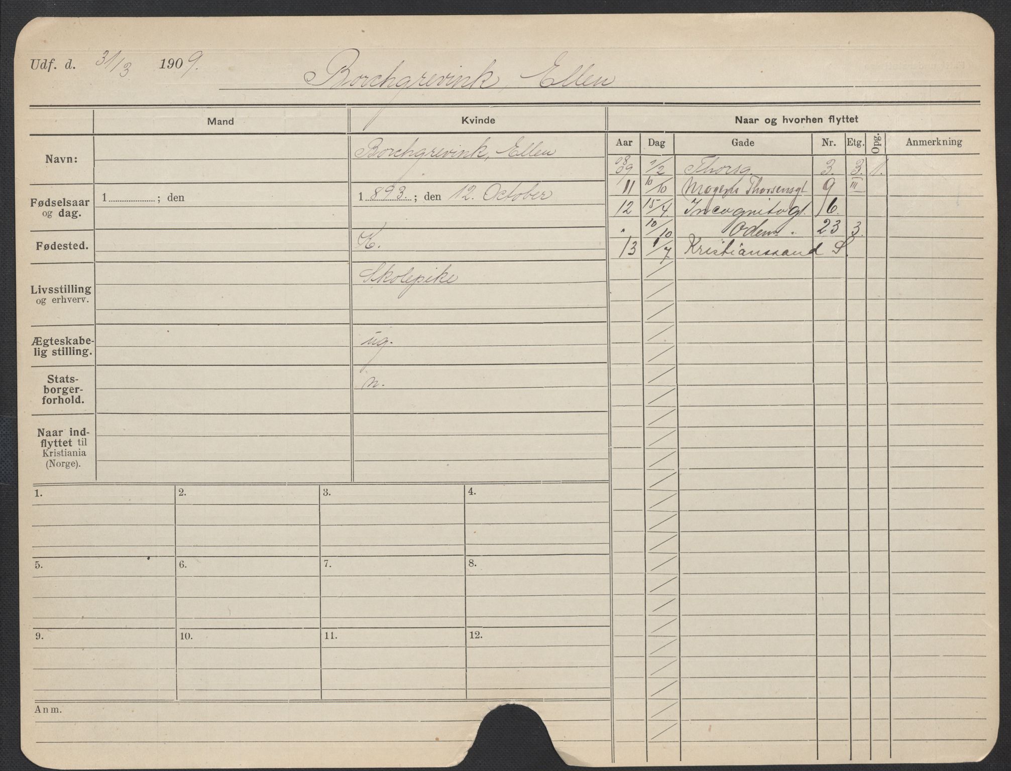 Oslo folkeregister, Registerkort, AV/SAO-A-11715/F/Fa/Fac/L0013: Kvinner, 1906-1914, s. 650a