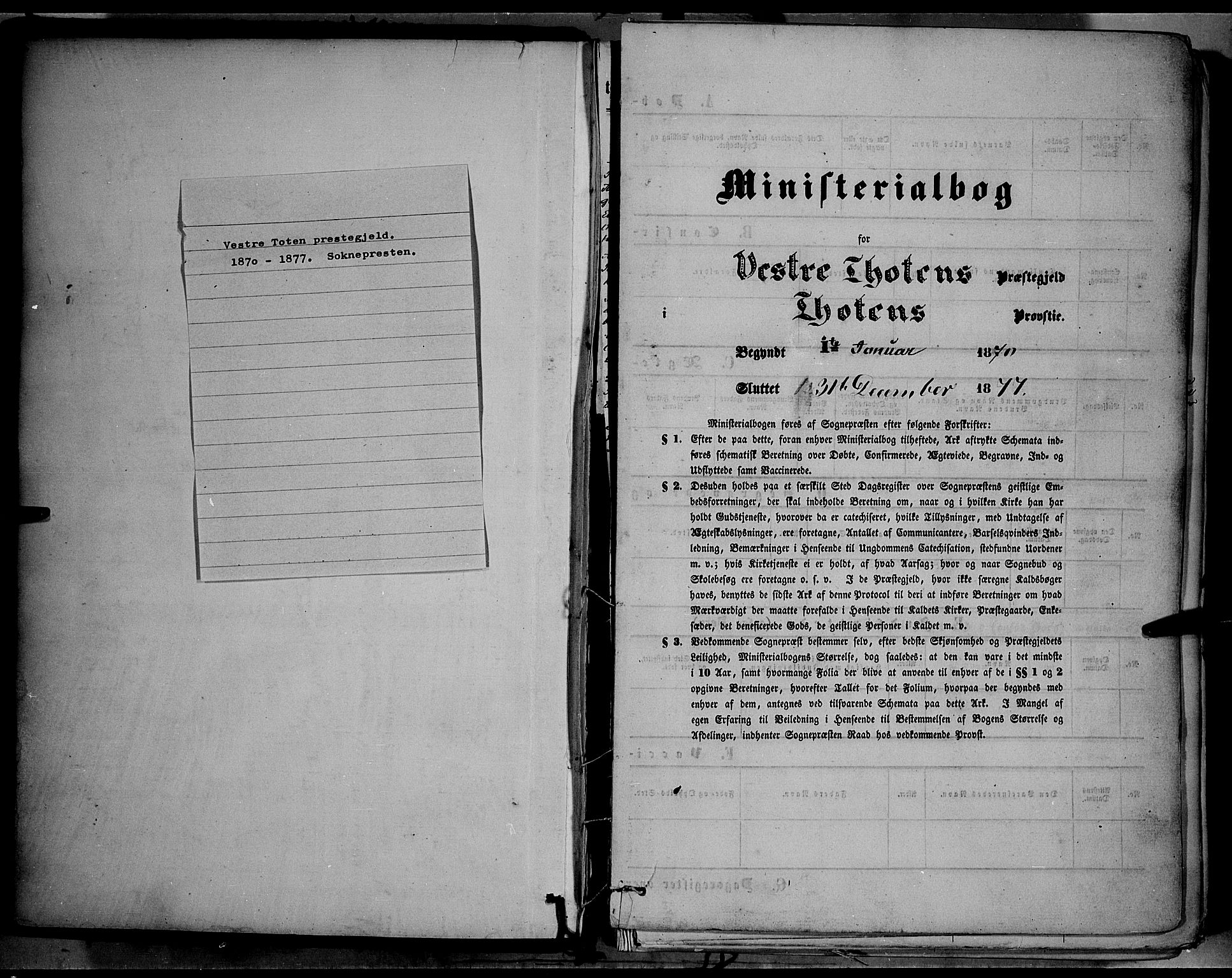 Vestre Toten prestekontor, SAH/PREST-108/H/Ha/Haa/L0008: Ministerialbok nr. 8, 1870-1877