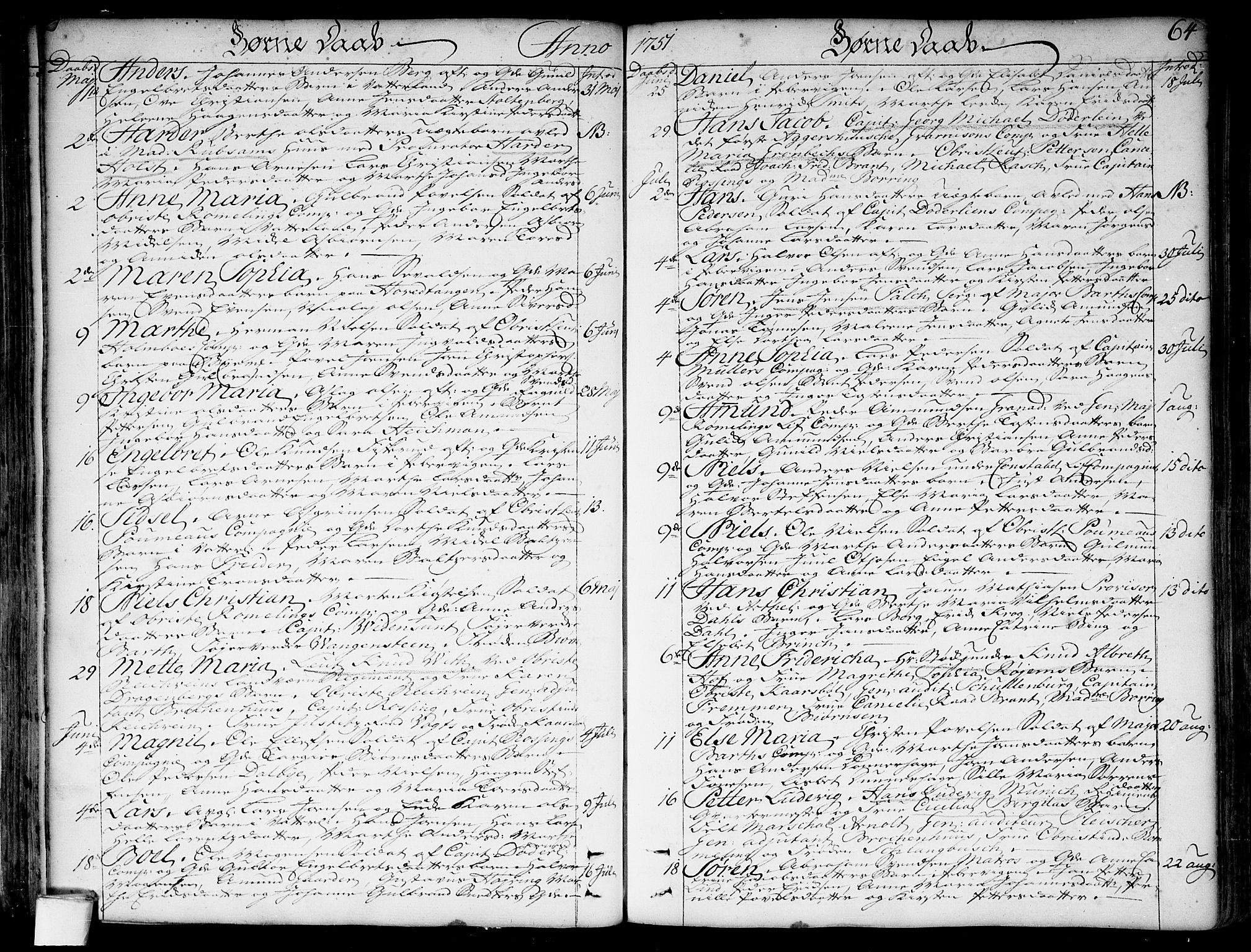 Garnisonsmenigheten Kirkebøker, AV/SAO-A-10846/F/Fa/L0001: Ministerialbok nr. 1, 1734-1756, s. 64