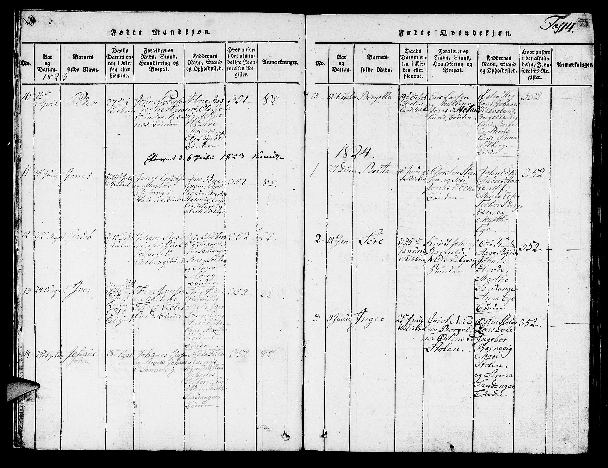 Hjelmeland sokneprestkontor, AV/SAST-A-101843/01/V/L0003: Klokkerbok nr. B 3, 1816-1841, s. 14