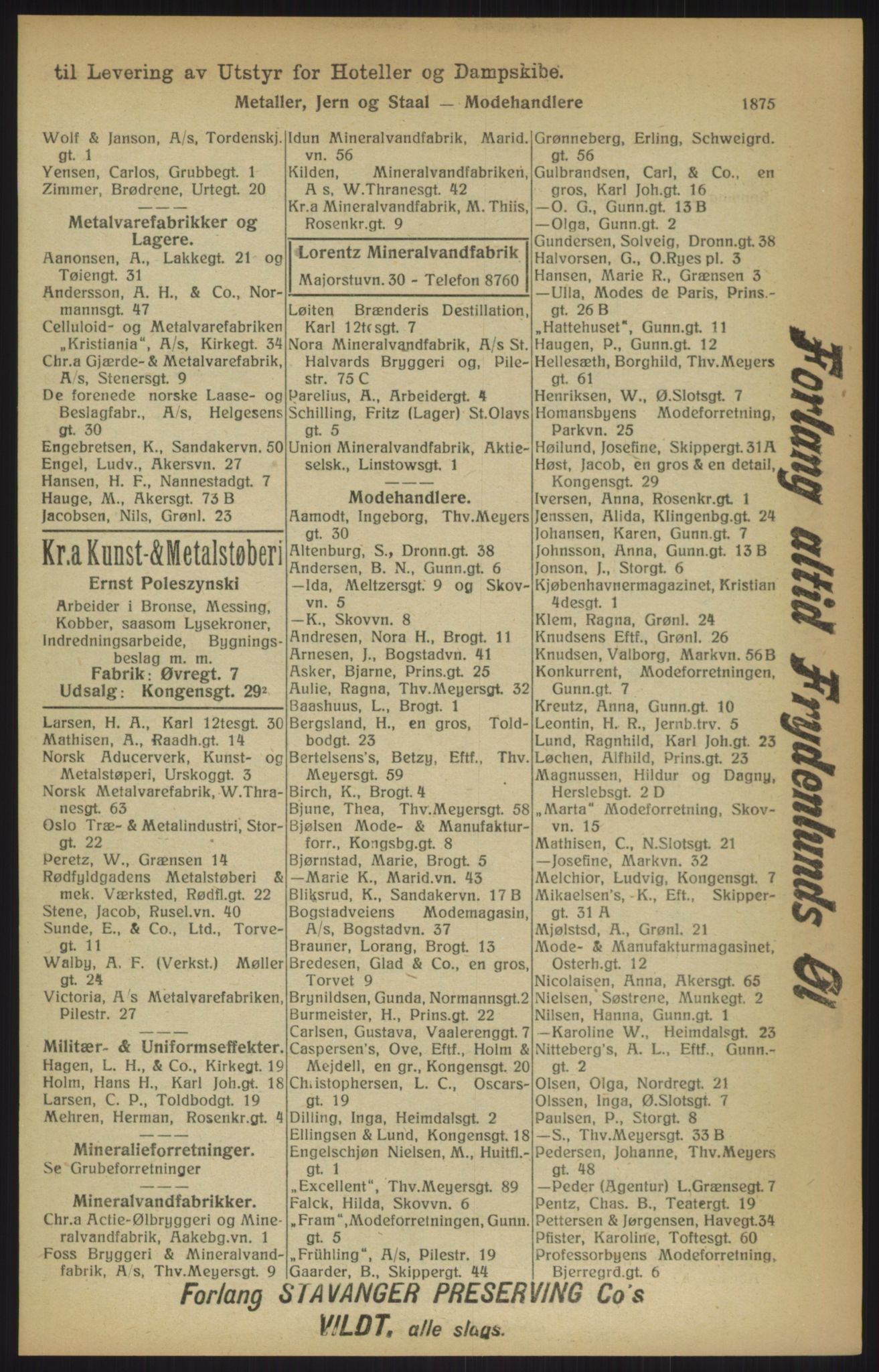 Kristiania/Oslo adressebok, PUBL/-, 1915, s. 1875