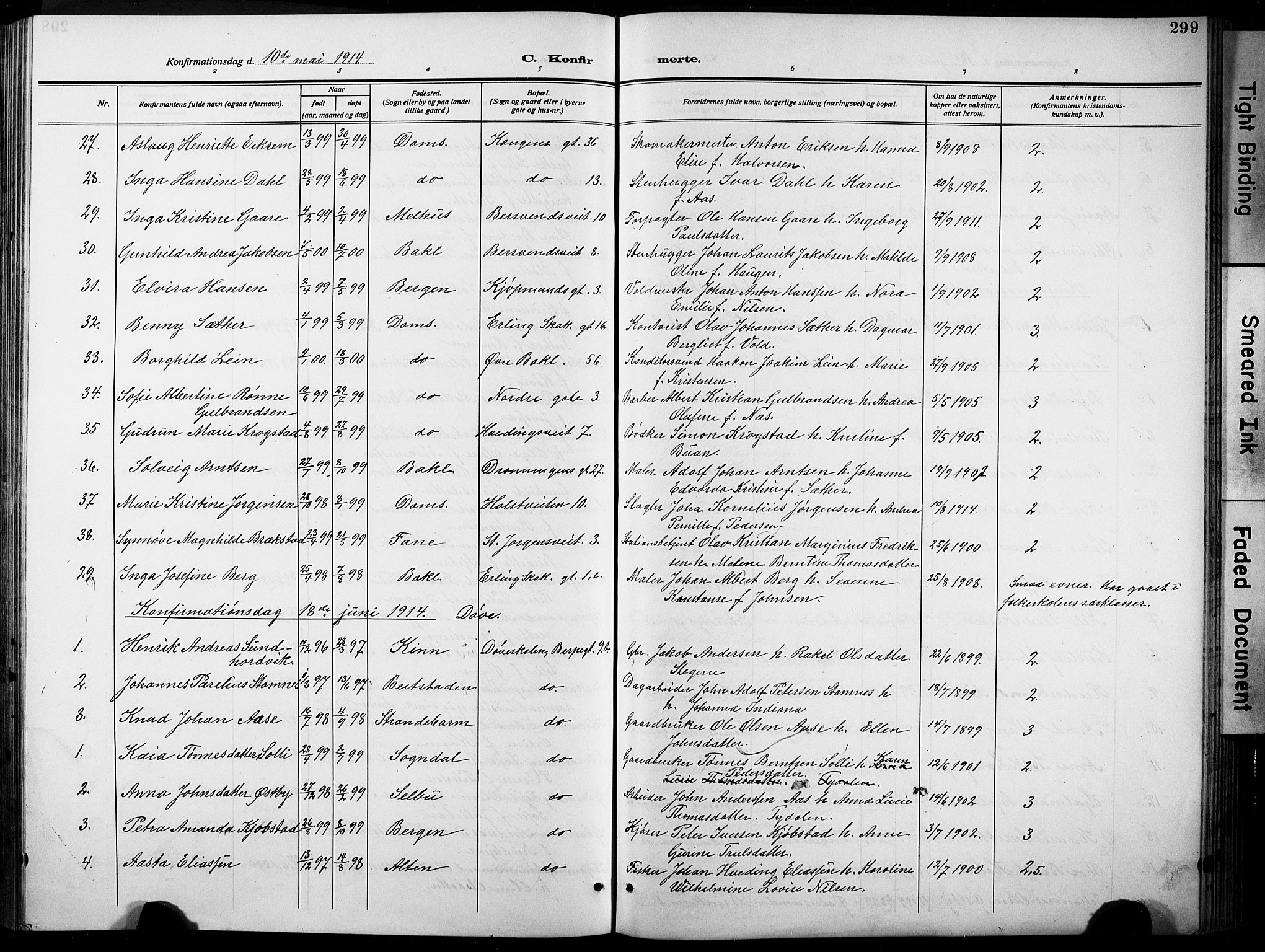 Ministerialprotokoller, klokkerbøker og fødselsregistre - Sør-Trøndelag, AV/SAT-A-1456/601/L0096: Klokkerbok nr. 601C14, 1911-1931, s. 299