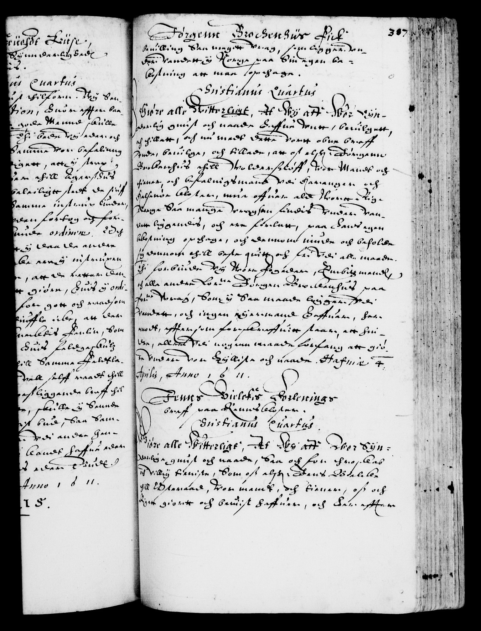 Danske Kanselli 1572-1799, RA/EA-3023/F/Fc/Fca/Fcaa/L0003: Norske registre (mikrofilm), 1596-1616, s. 387a