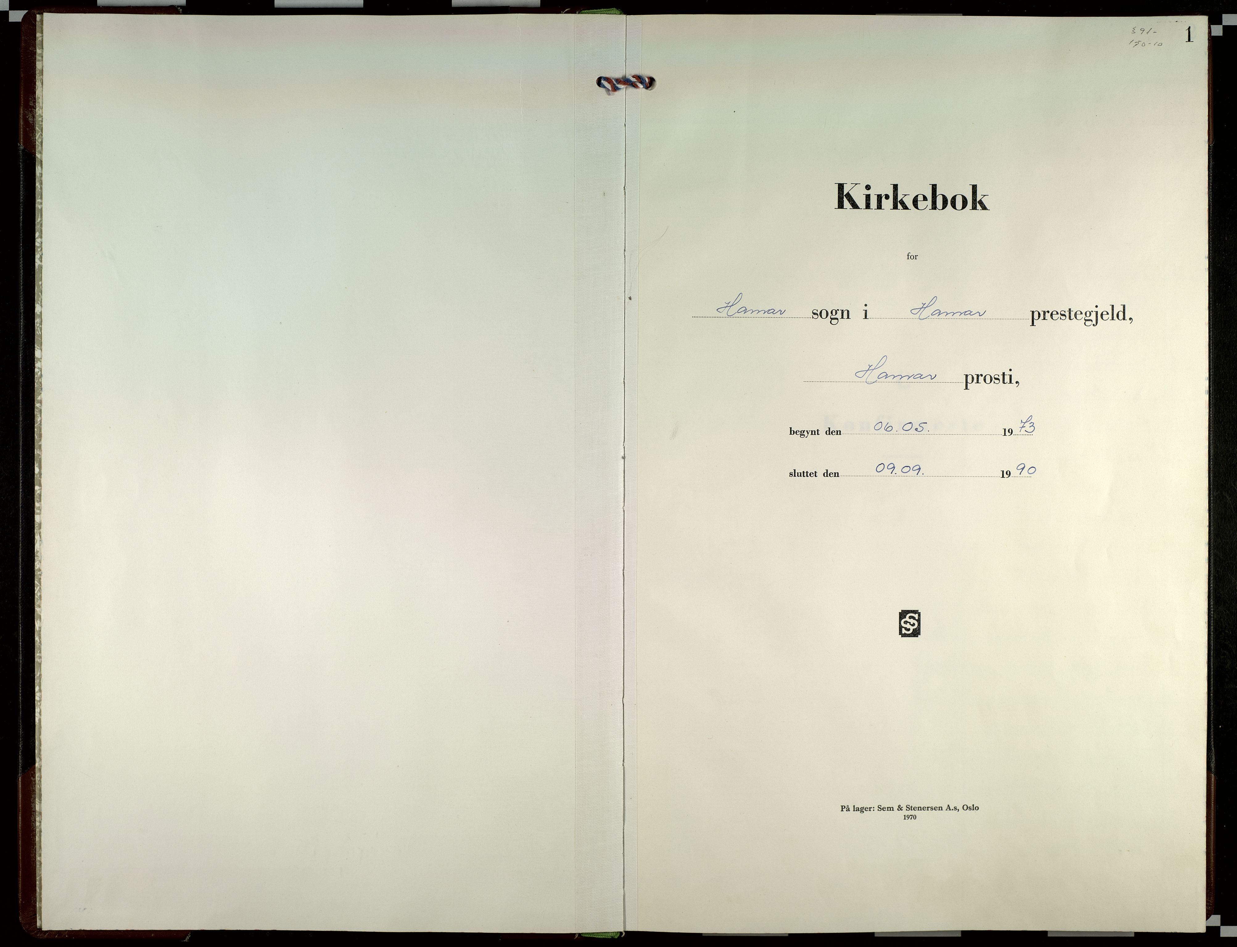 Hamar prestekontor, SAH/DOMPH-002/H/Ha/Haa/L0017: Ministerialbok nr. 17, 1973-1990, s. 1