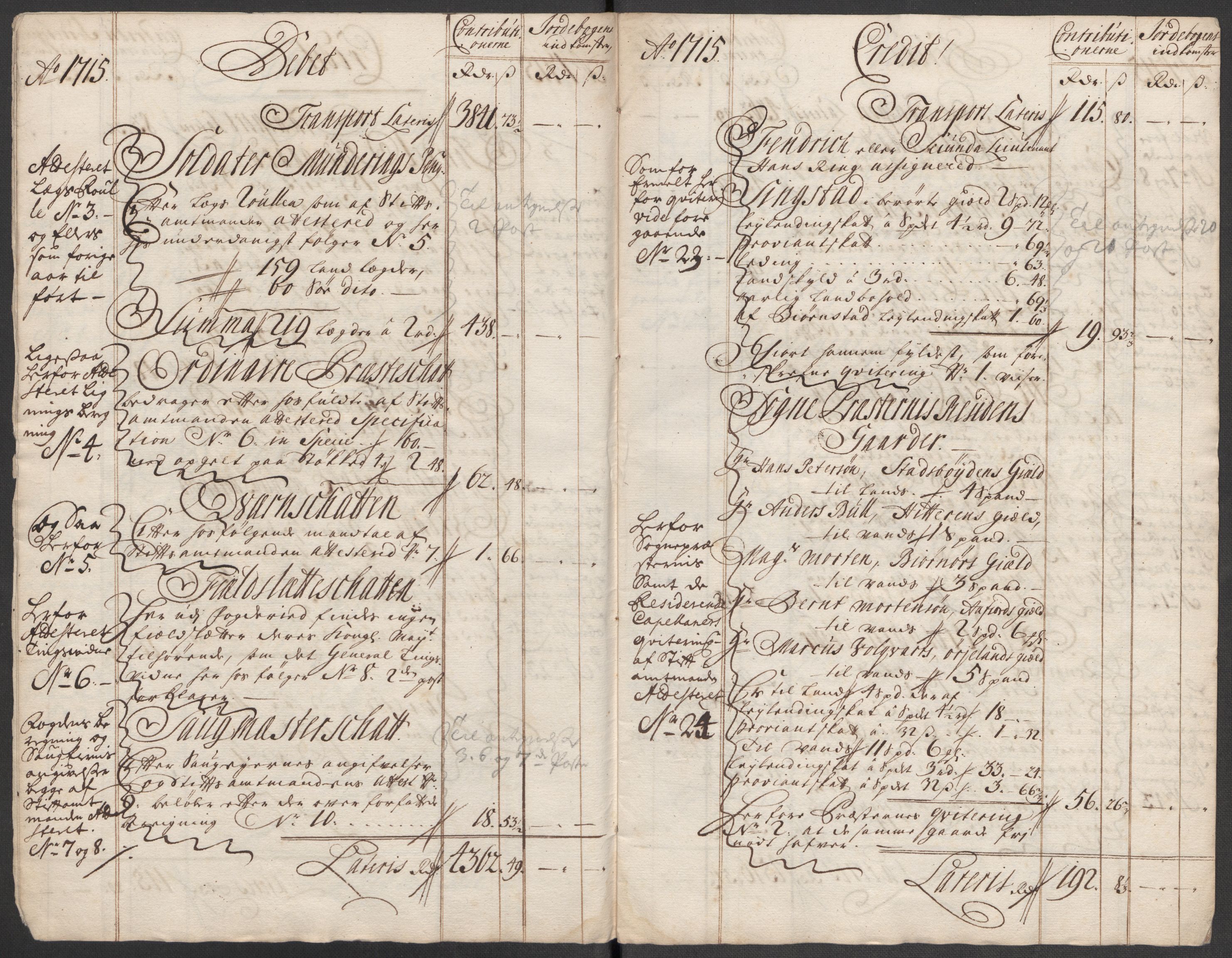 Rentekammeret inntil 1814, Reviderte regnskaper, Fogderegnskap, RA/EA-4092/R57/L3863: Fogderegnskap Fosen, 1715, s. 7